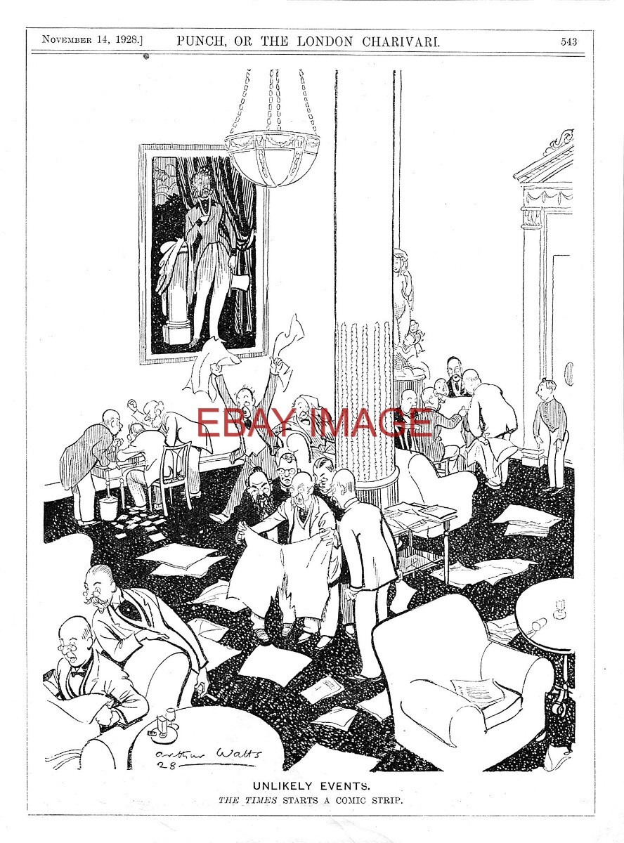 1928 Punch Print ‘The Times Starts a Comic Strip!’ Vintage Cartoon Print 736/22