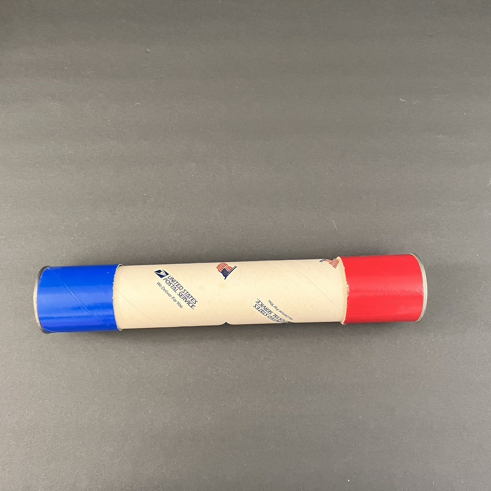 USPS Cardboard Mailing Tube 12″ Patriotic 1970’s American Flag Red White Blue
