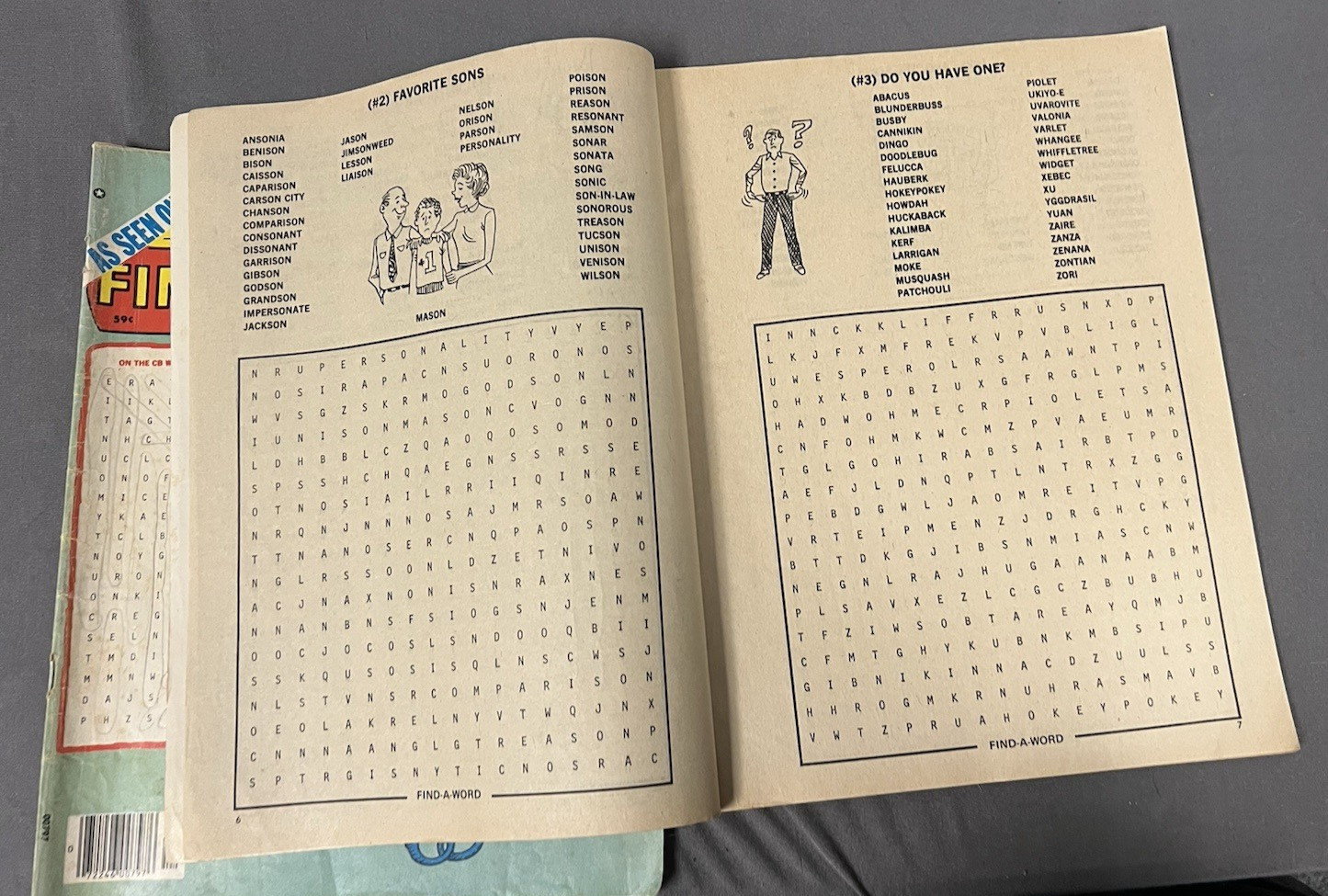 Vintage 1970s Puzzle Book Find-a-Word word find puzzle lot 1974 partially marked