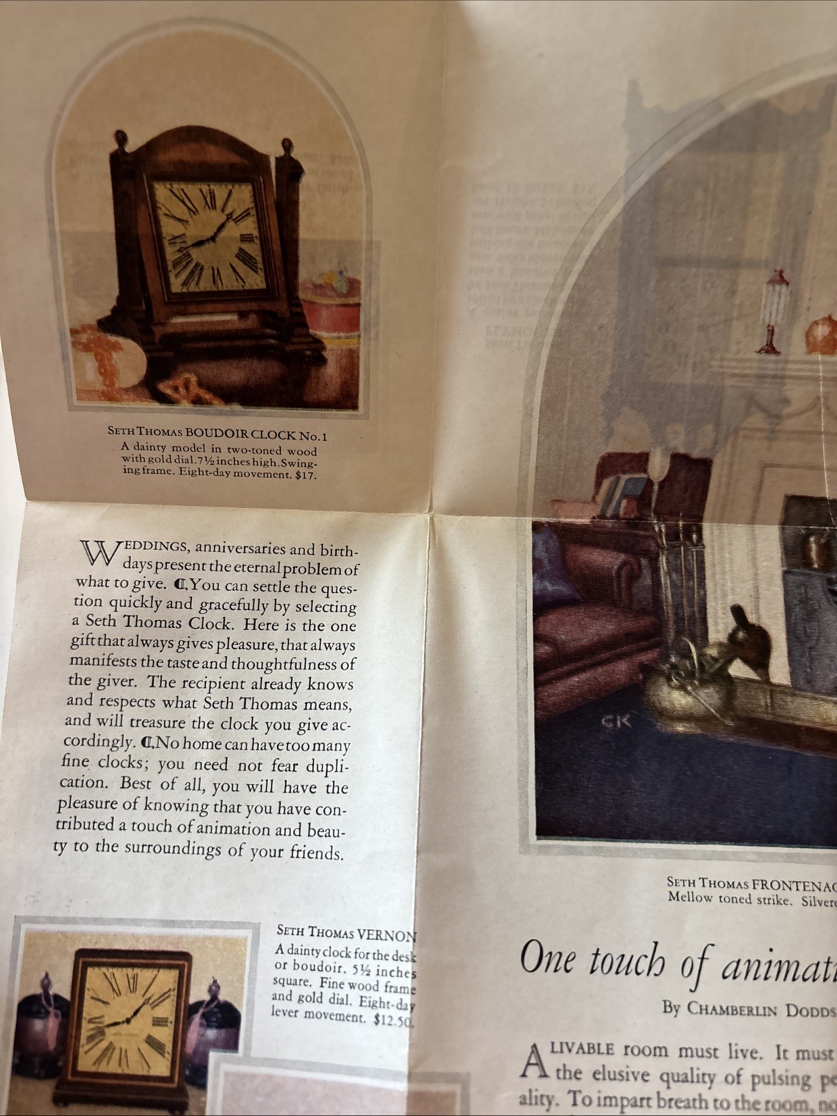 Early 1900s Brochure AD SETH THOMAS CLOCKS