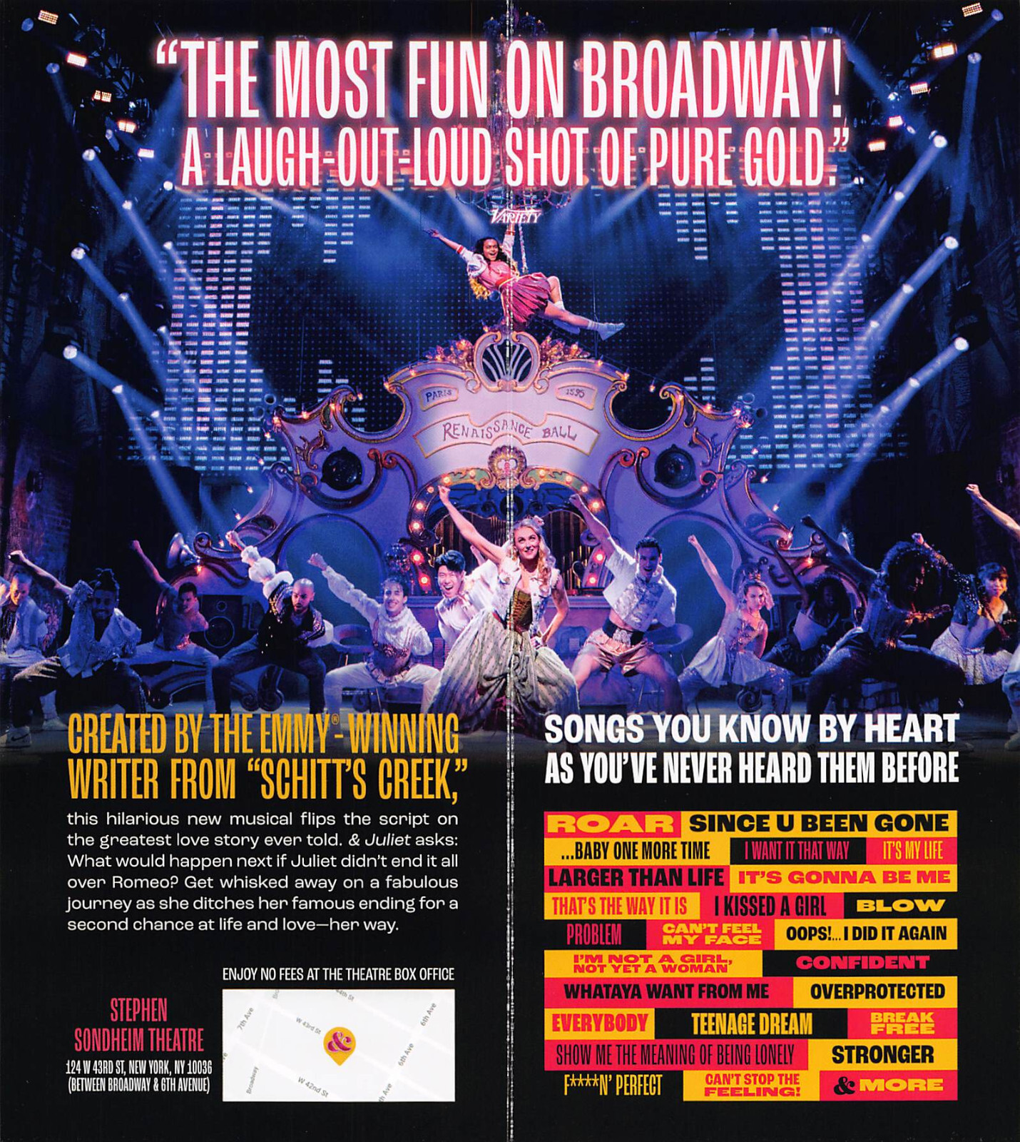 & Juliet the Musical Ad Flyer New York City Broadway Joey Fatone Alison Luff