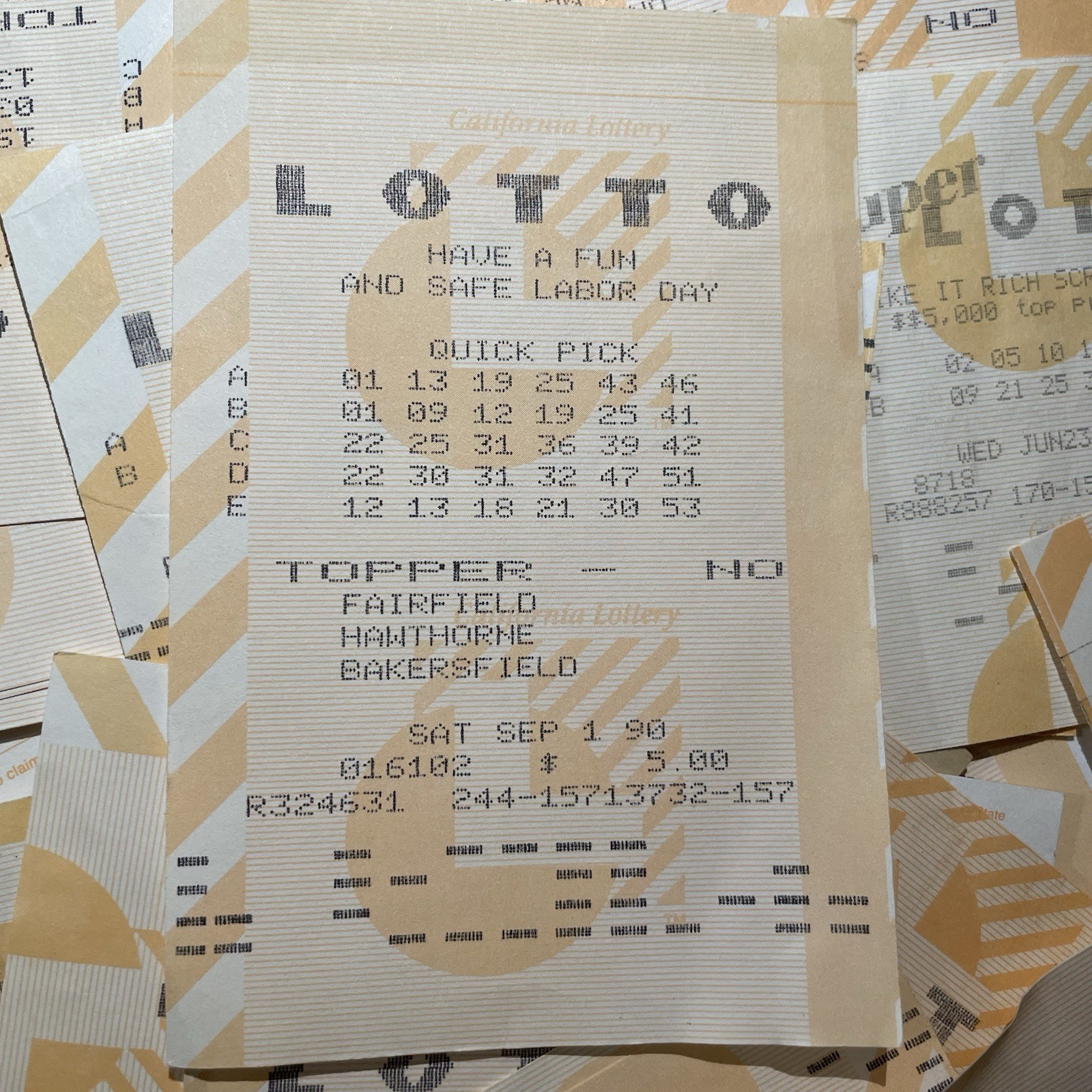 125 Vintage CA Lottery Tickets 1990 1991 Lotto Ephemera Collection Powerball
