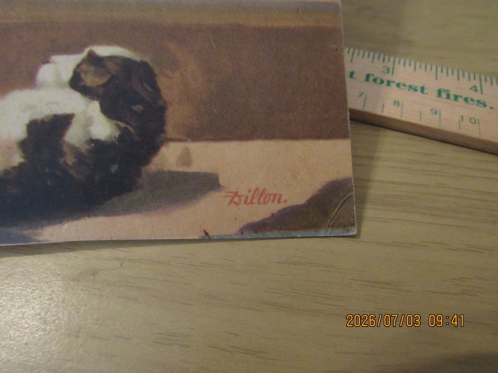 VTG Lithograph Jewel Tea Co Boy & Girl Sitting on Stairs with Puppies