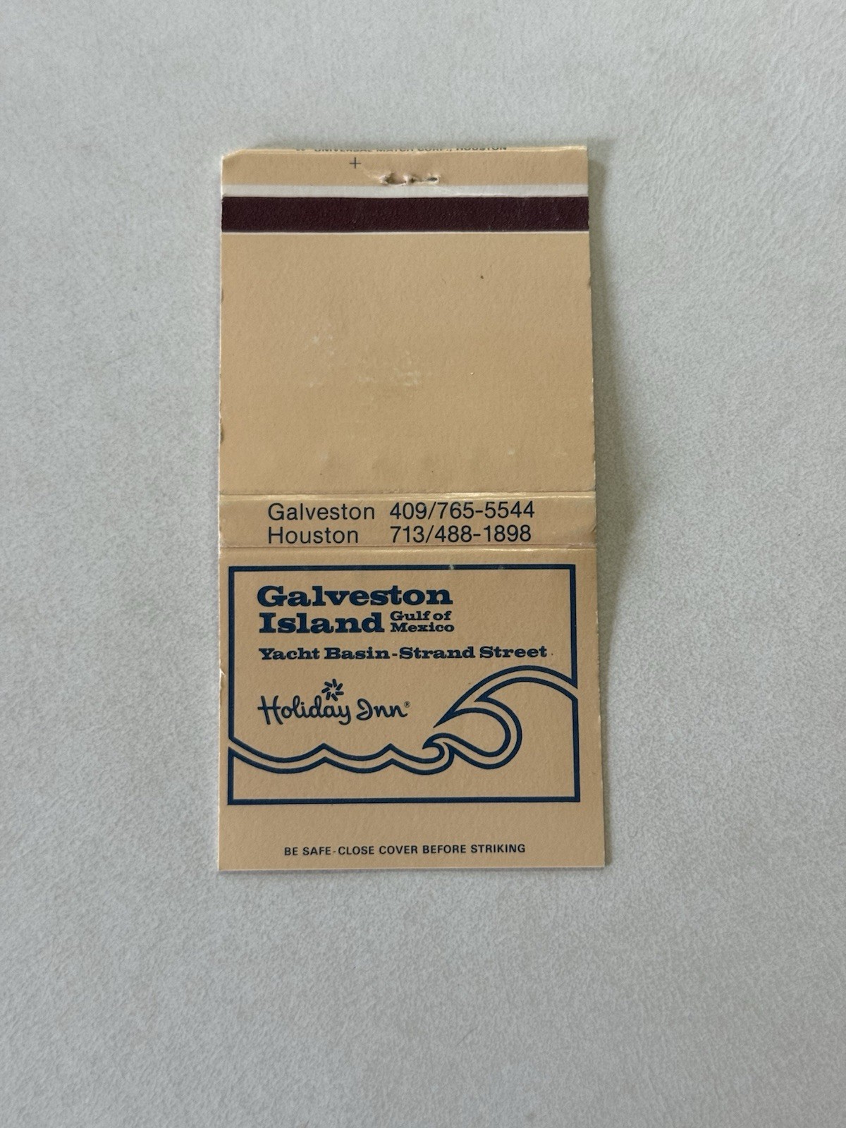 Galveston Island Gulf Of Mexico Houston Texas Matchbook Cover 461