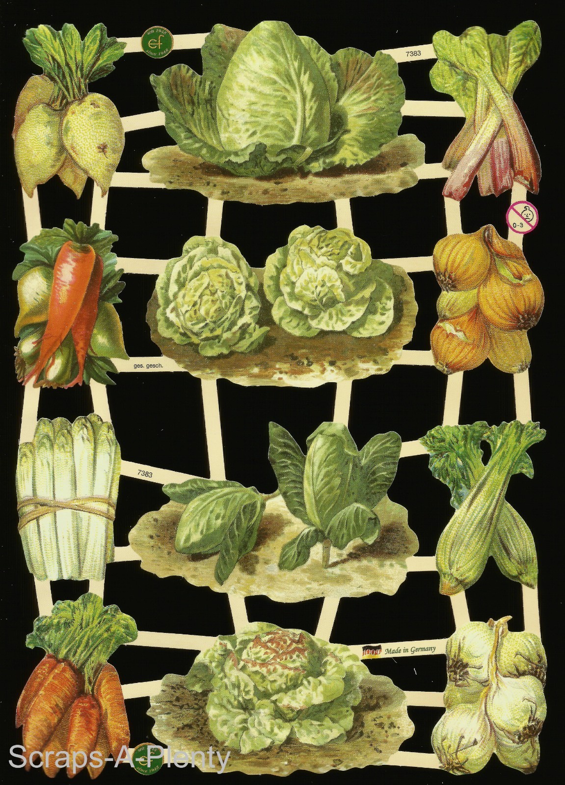German Embossed Vintage Style Scrap Die Cut – Yummy Vegetables EF7383