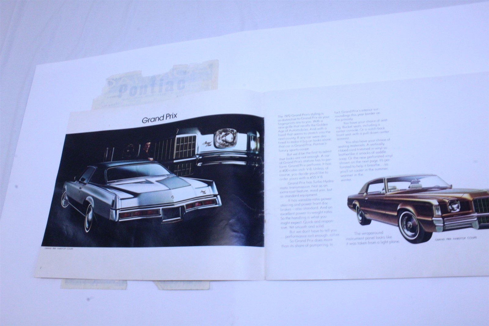 1972 Pontiac Brochure & Original Window Sticker From 4 Door Sedan Catalina