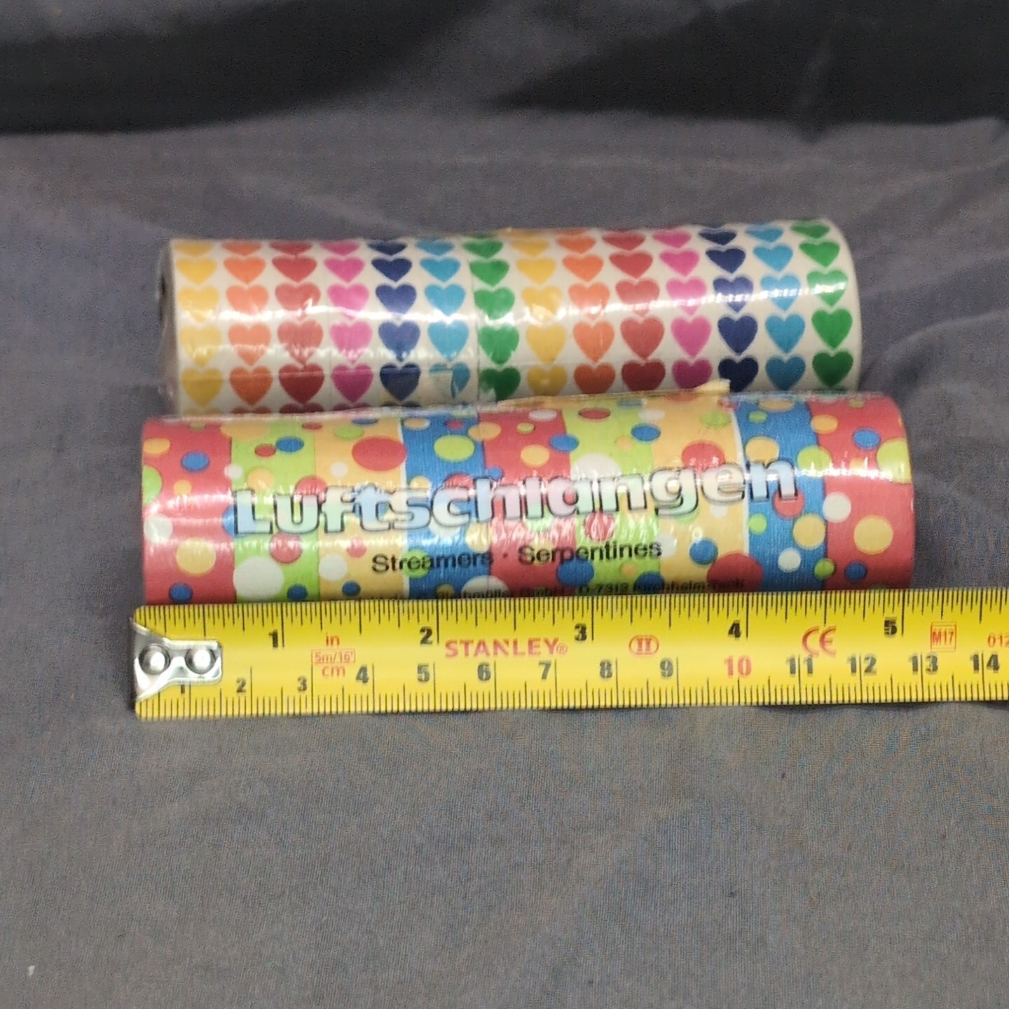 Rainbow Hearts Primary Bubbles Party Serpentines Streamers Paper Art Co Vintage