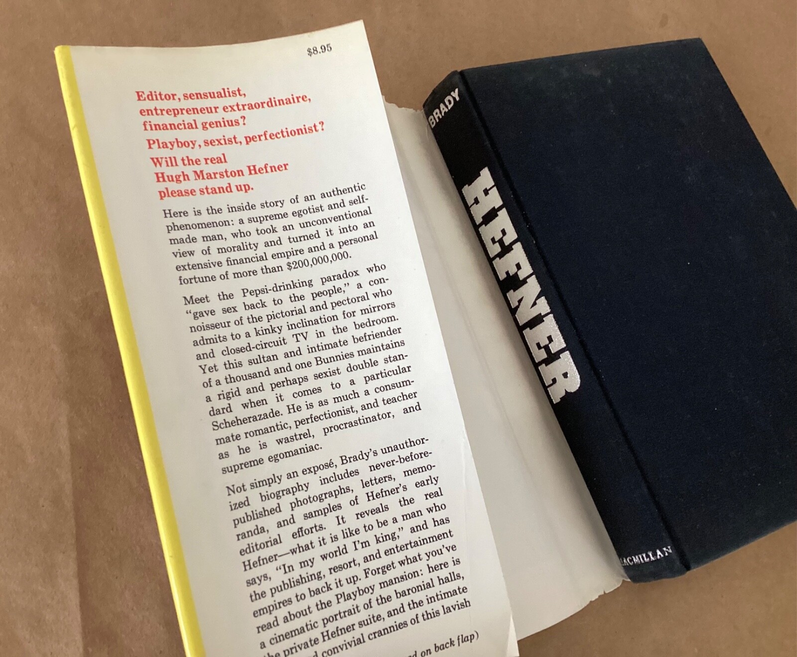 Hugh Hefner 1st edition Hardcover HCDJ 1974 biography book Frank Brady
