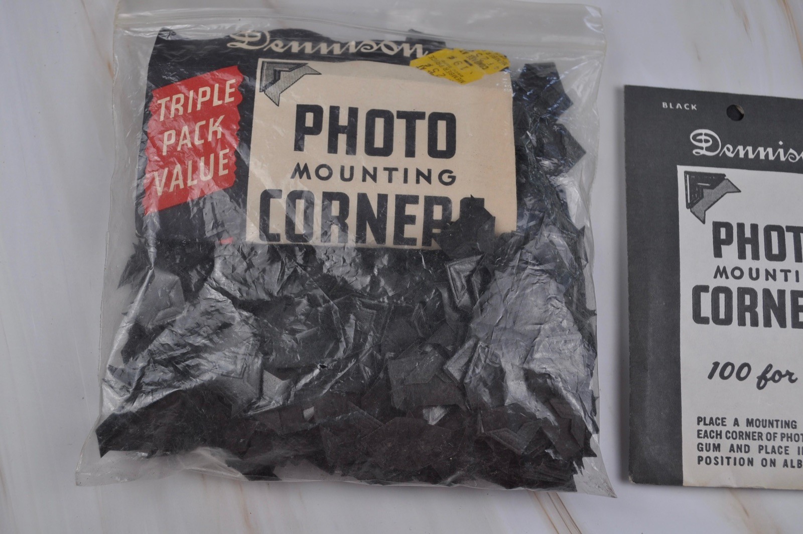 Vintage Dennison Photo Mounting Corners Black Paper Corners