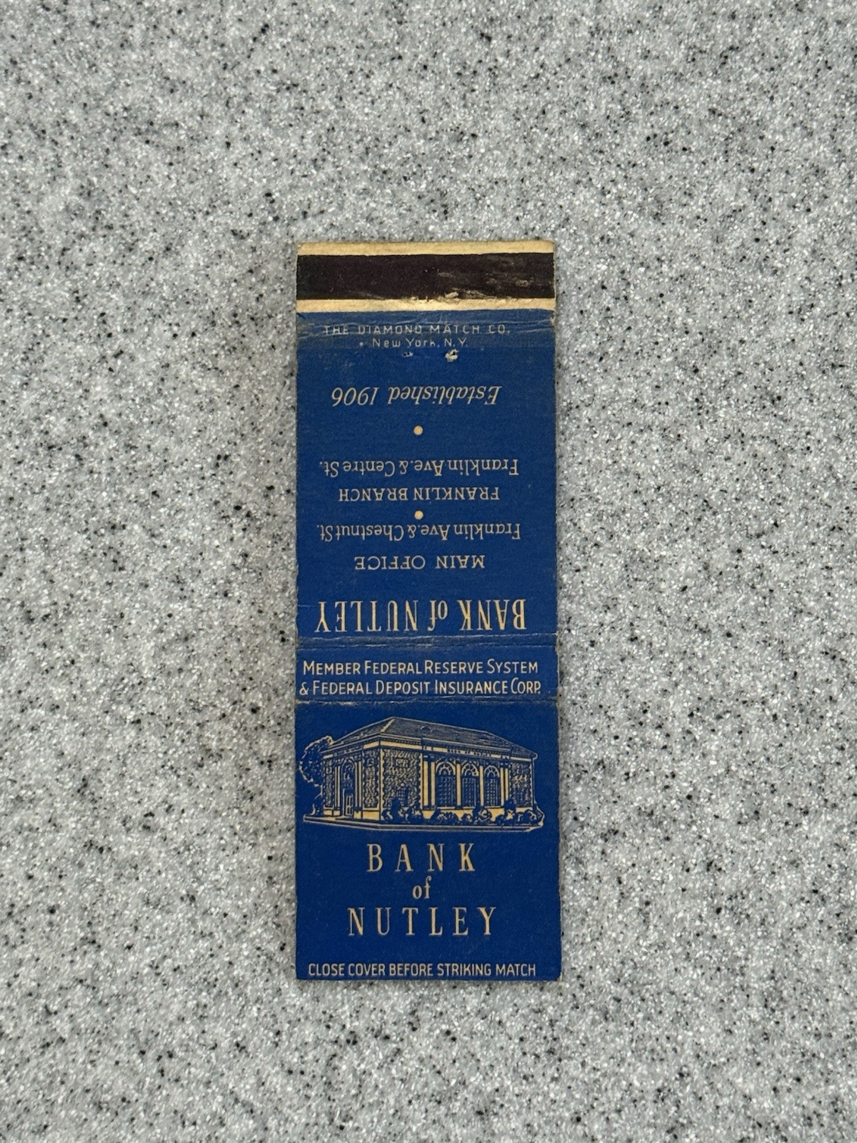 Bank Of Nutley New Jersey Vintage Matchbook Cover K1