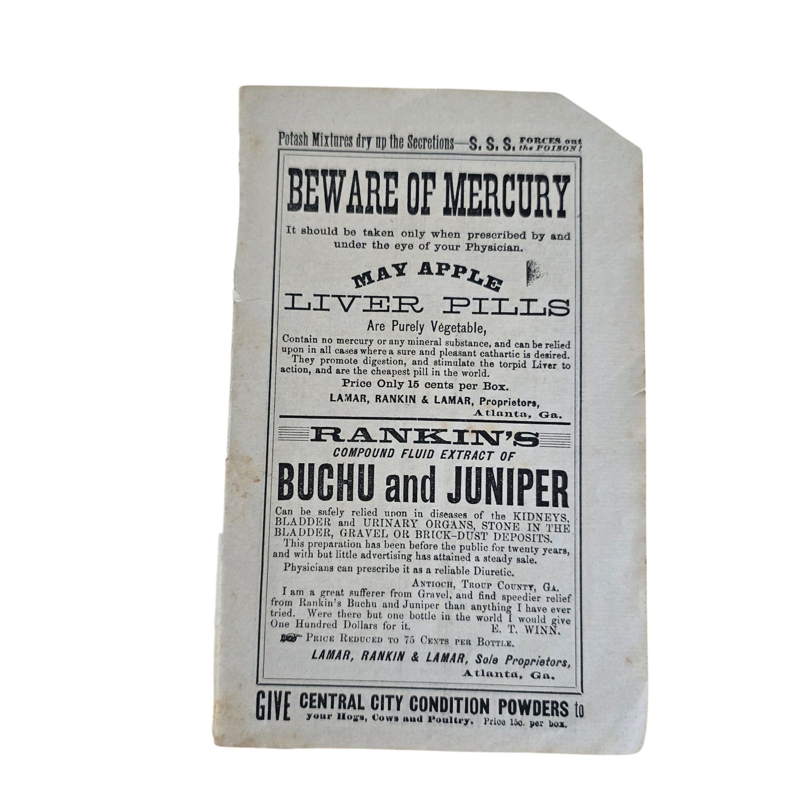 Antique 1885 Patent Medicine Advertising Lot Victorian Ephemera S.S.S Almanac