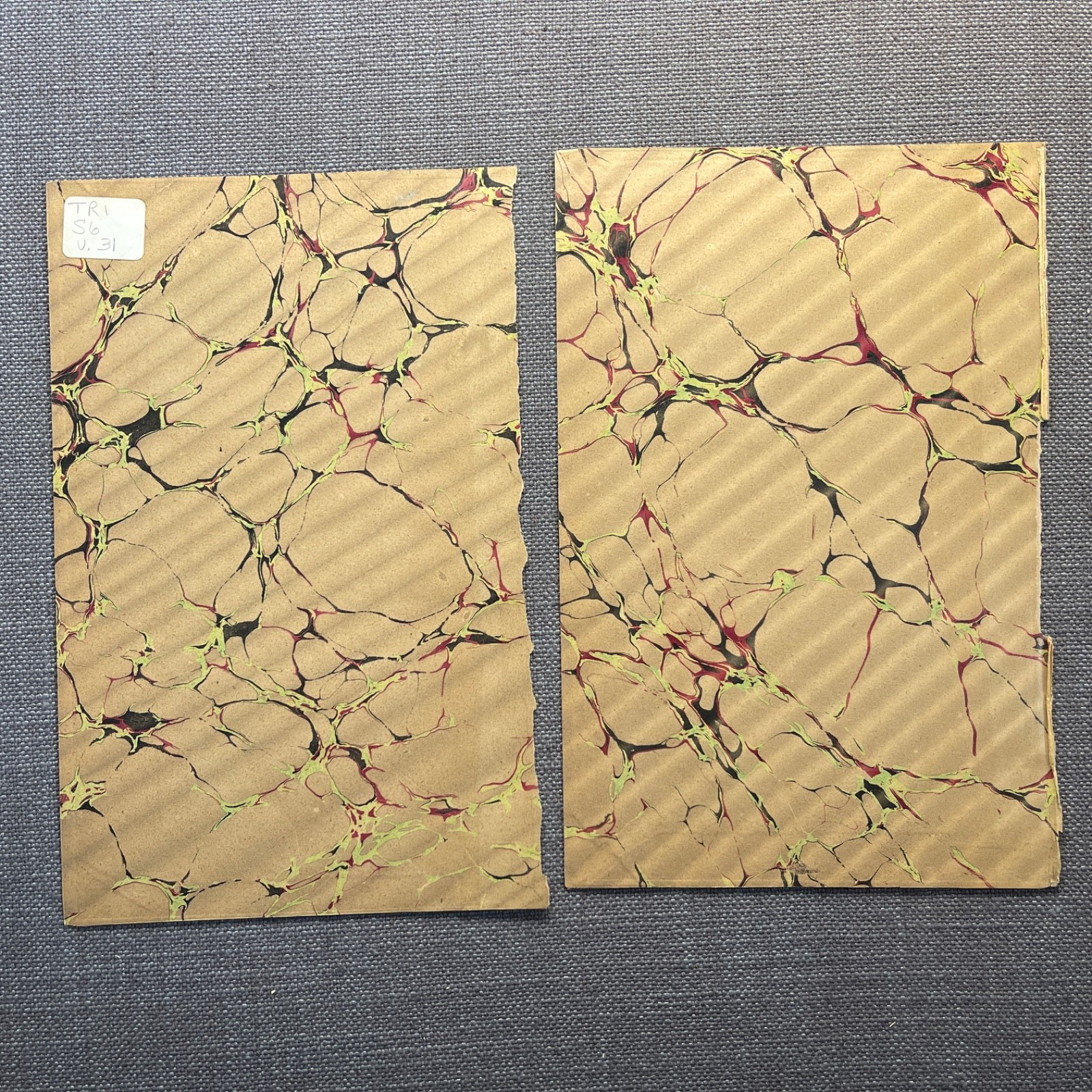 Antique Marbled End Papers Bookbinding Black Brown Red Yellow Blue Lot of 8