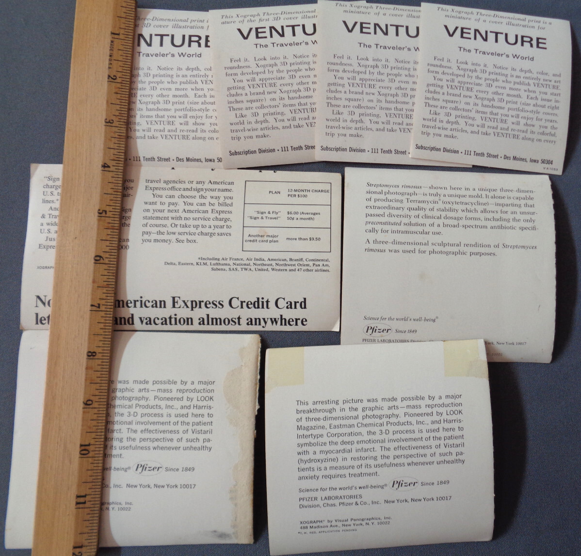 VTG 1970s Xograph Three Dimensional Prints 8 Pc Lot Medical & Travel Ads Retro