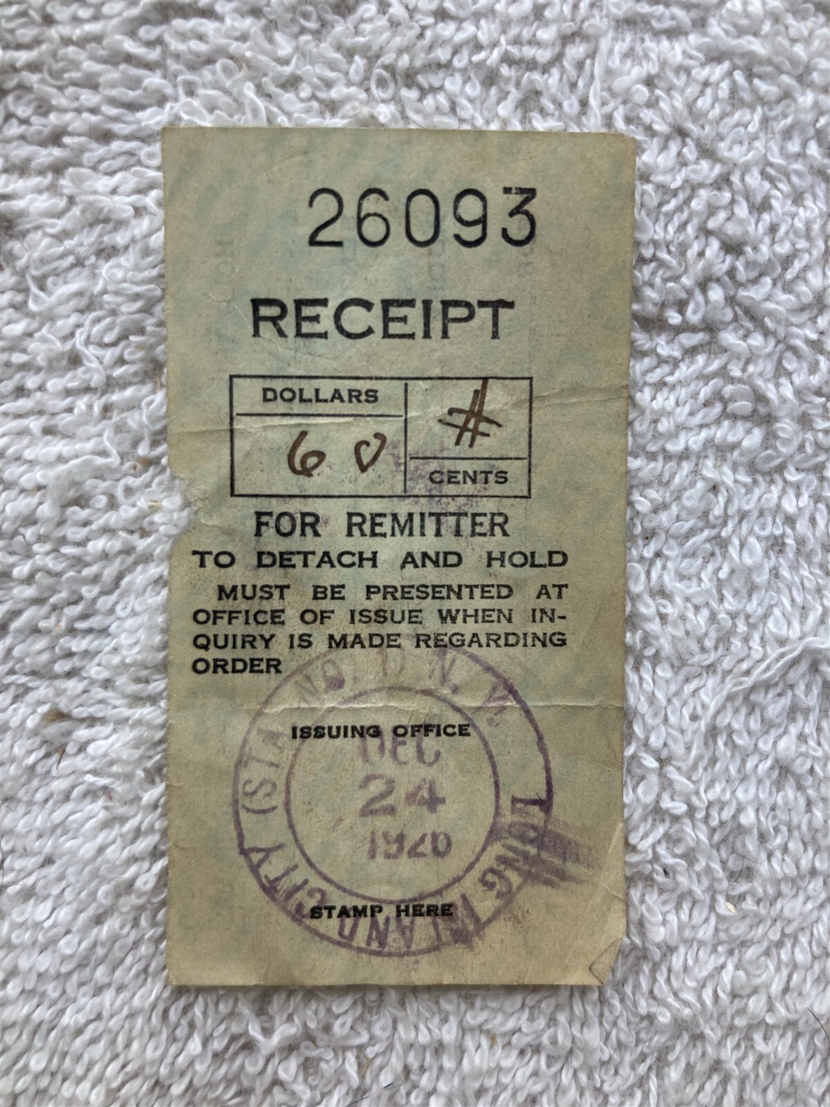 1926 Long Island City NY Unknown Ticket Receipt Vtg