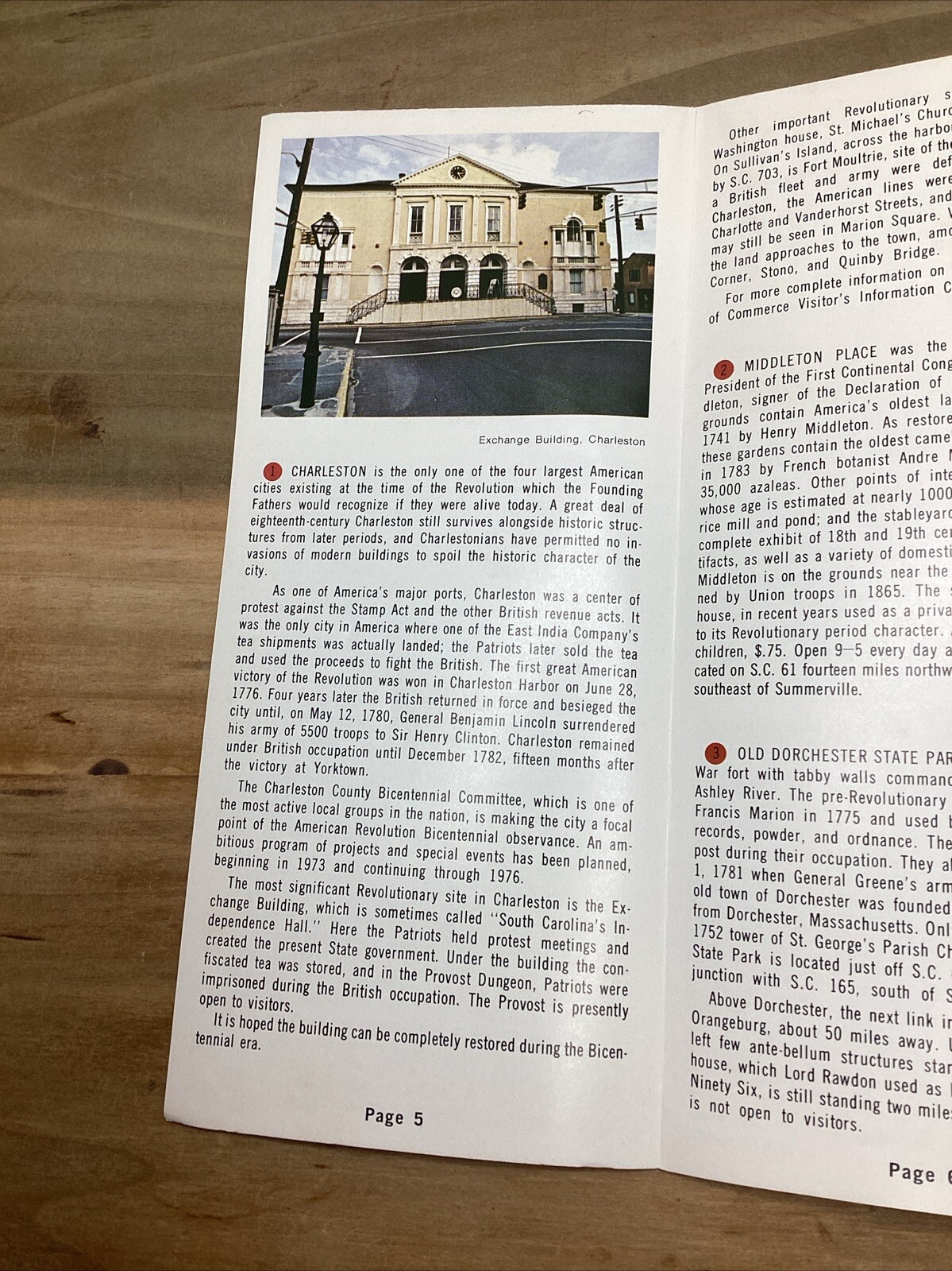 Vintage Major Sites Of The Revolution Brochure In South Carolina B52