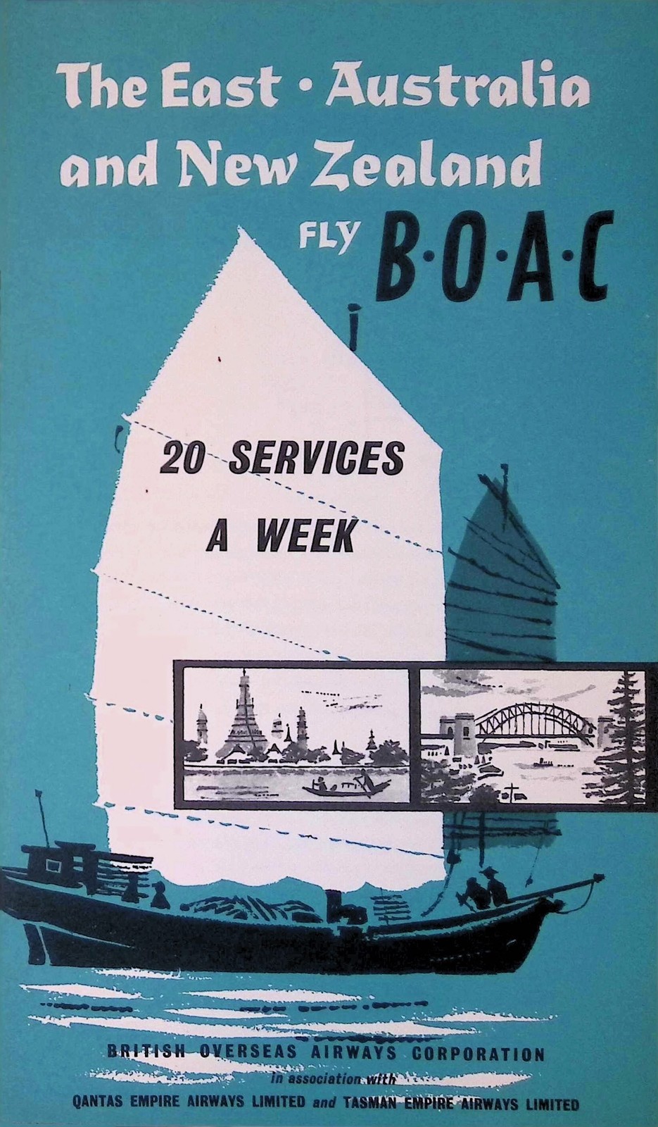 BOAC Brochure East Australia New Zealand c1950s 20 Services a Week Qantas