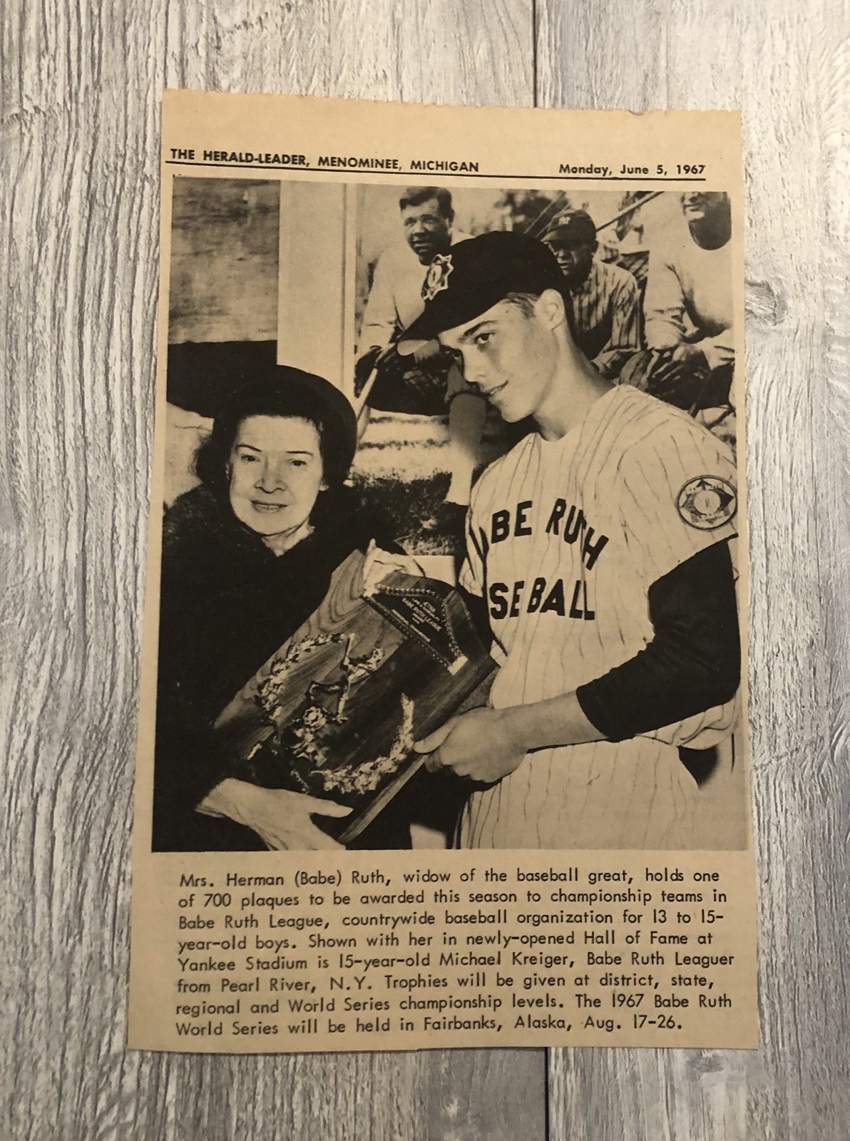 VTG 1960’s Babe Ruth League Wife Baseball Newspaper Clipping 0C25