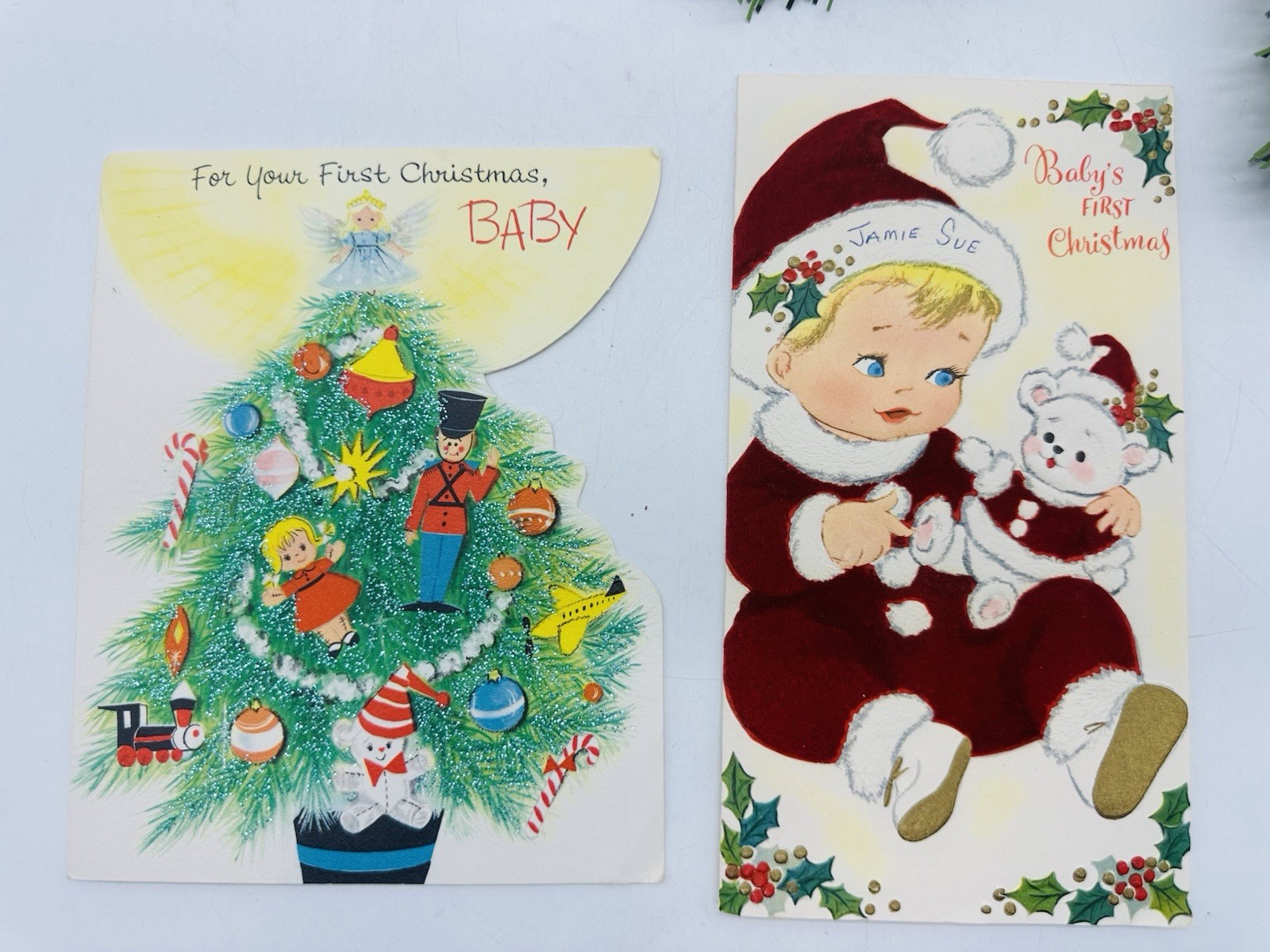 Vintage Baby’s First Christmas Greeting Cards Set of 2