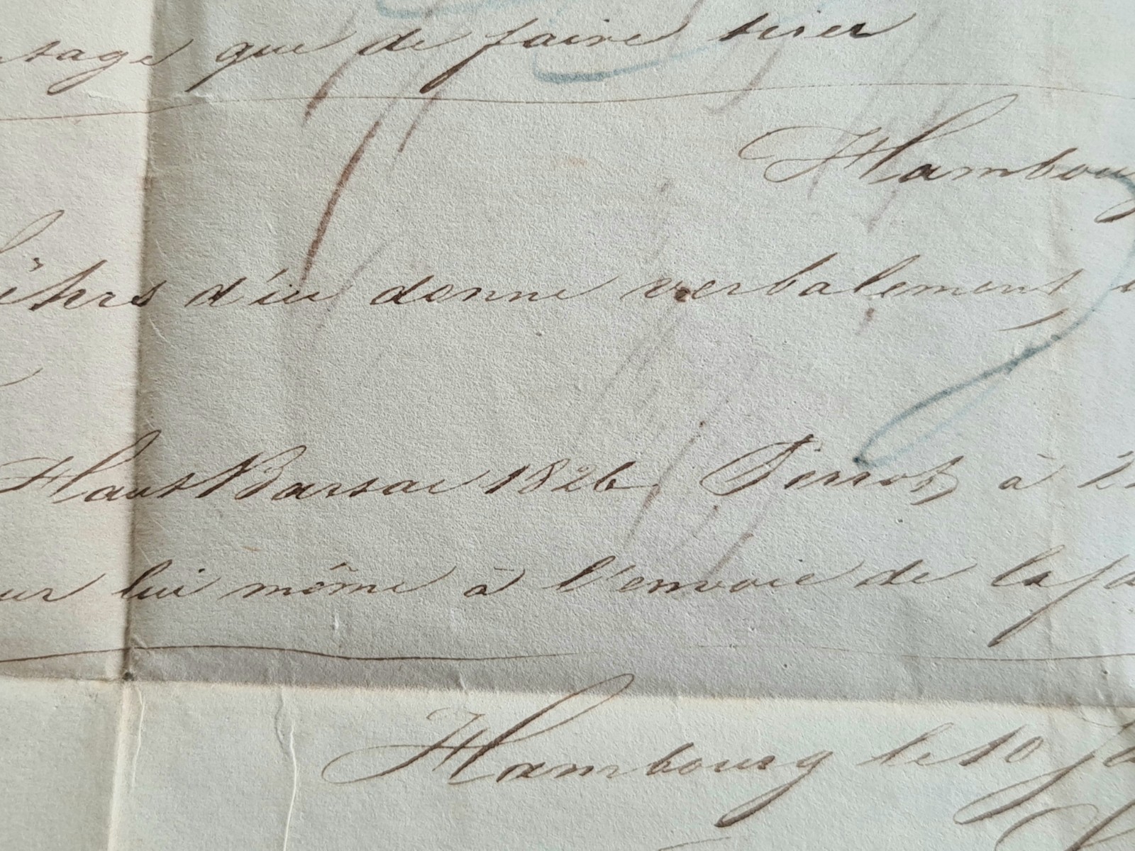Old Letter Mail January 10 1827 Hamburg Bordeaux Germany By Givet
