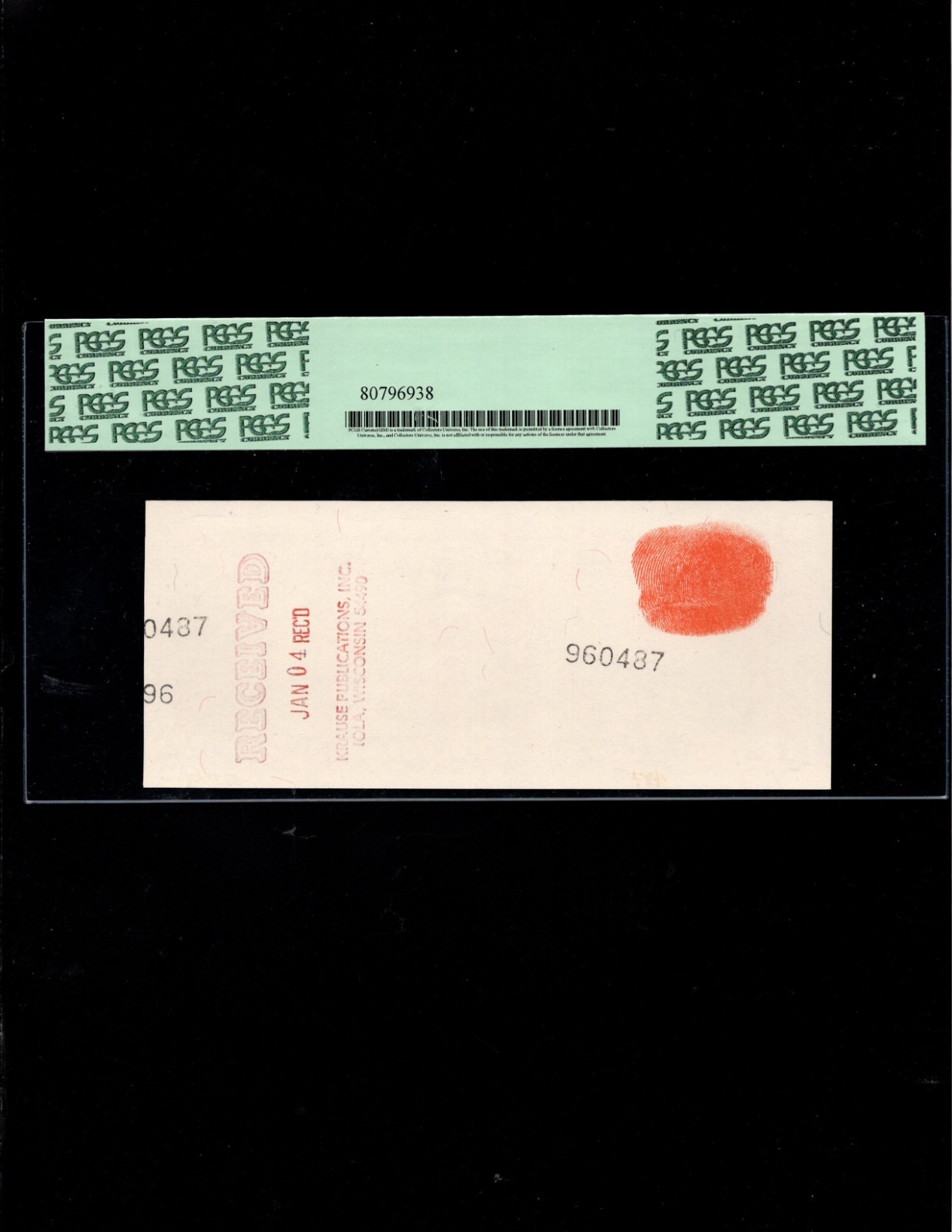 JSG Boggs Art Note – 5 Dollars – #487 FUN Show 1996 – PCGS65PPQ