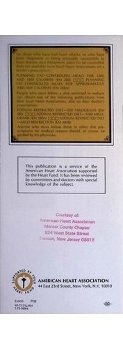 AHA Heart Health Diet Guide: The Way to a Man’s Heart Fat Controlled Plan 1960s