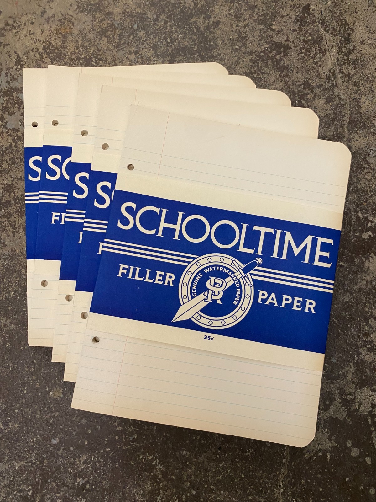 5 Packs NOS Deadstock VTG 40’s Lined Filler Paper, 360 Sheets, “School Time”