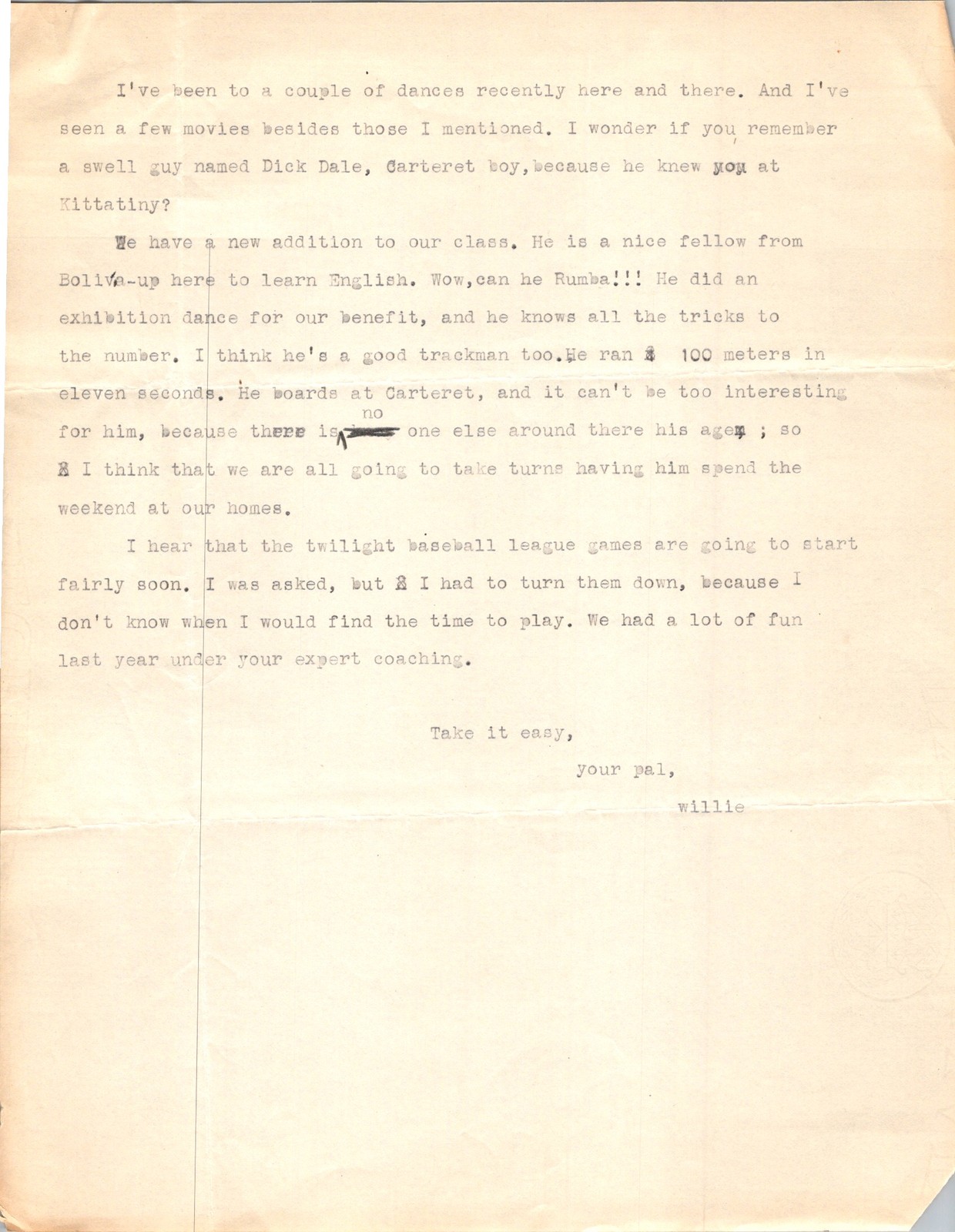 WWII Navy Letter 1945 Oliver Deane 2Pg Typed Correspondence Folded Cream Tan