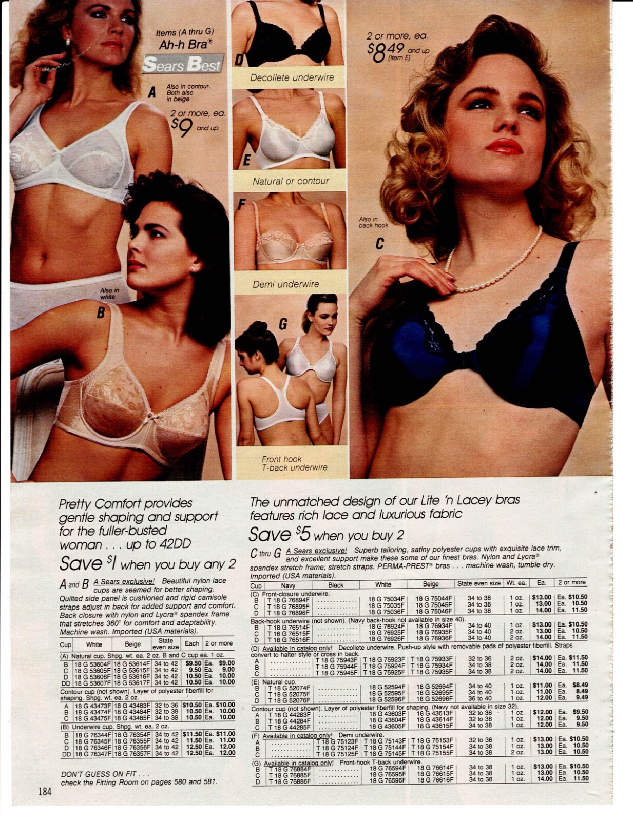 VINTAGE 80’S CATALOG LADIES BRAS PHOTO CLIPPING AD PRINTS