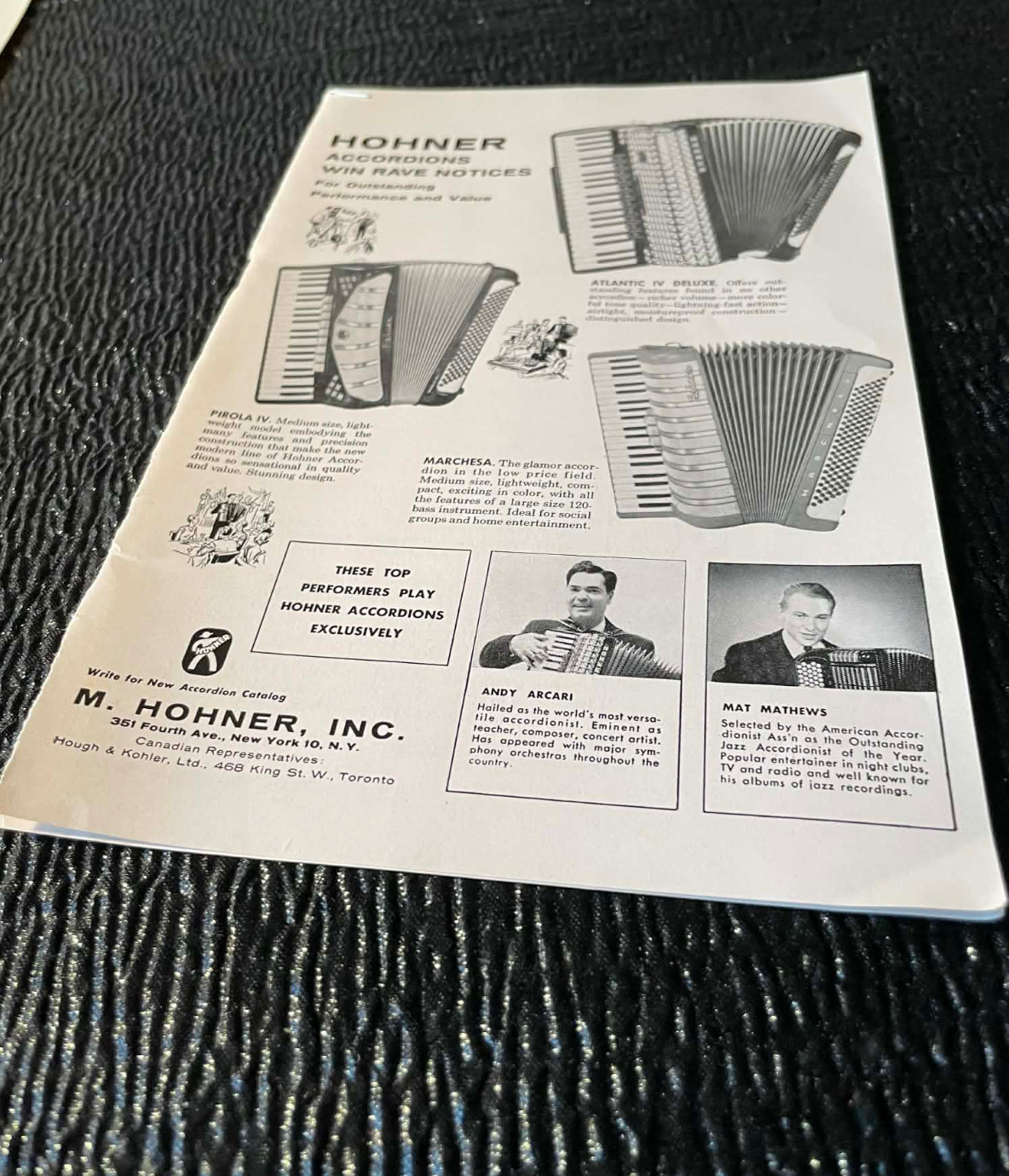 M Hohner Andy Arcari Mat Mathews Frontalini Advertising Accordion World Magazine