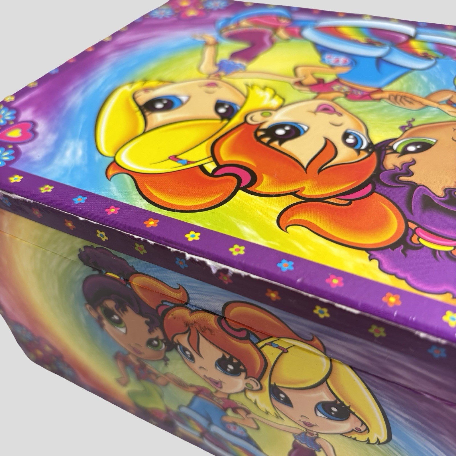 Lisa Frank BFF Girls Rule Stationary Trinket Jewelry Box Neon Rainbow Drawers