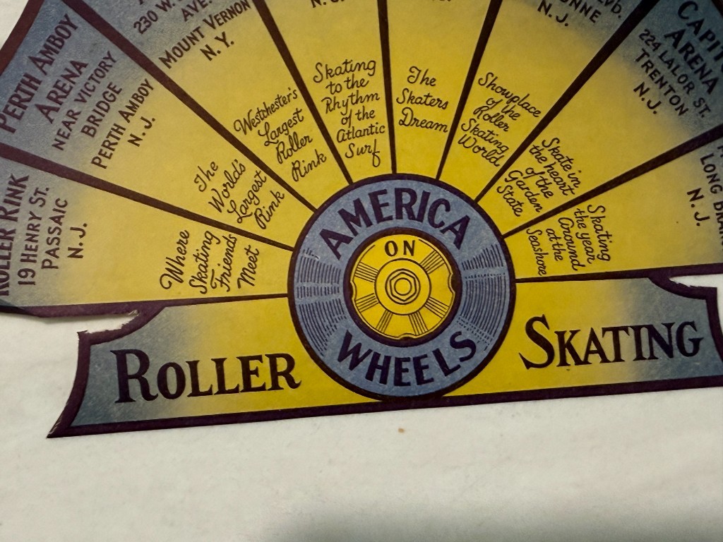 America on Wheels Roller Skating Decal Asbury Park NJ NY 8 Rinks 1950s Casino