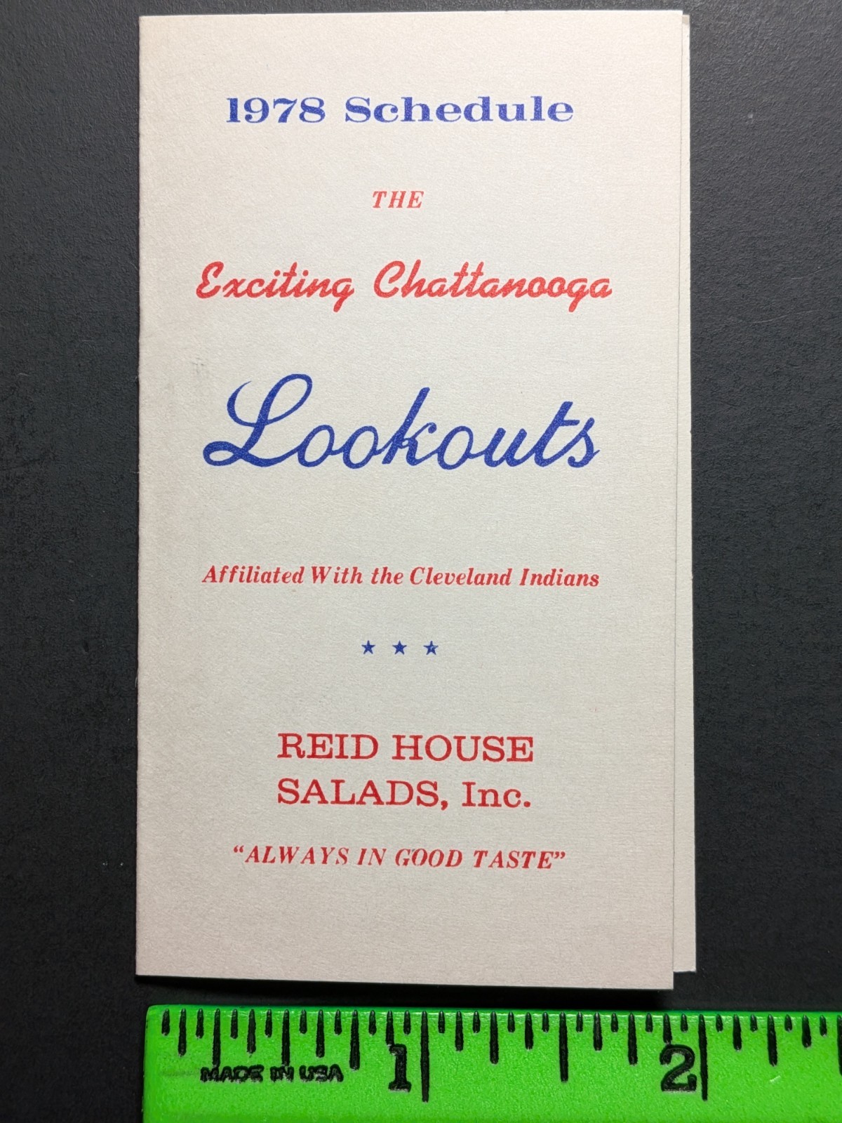Chattanooga Lookouts 1978 Foldout Baseball Pocket Schedule