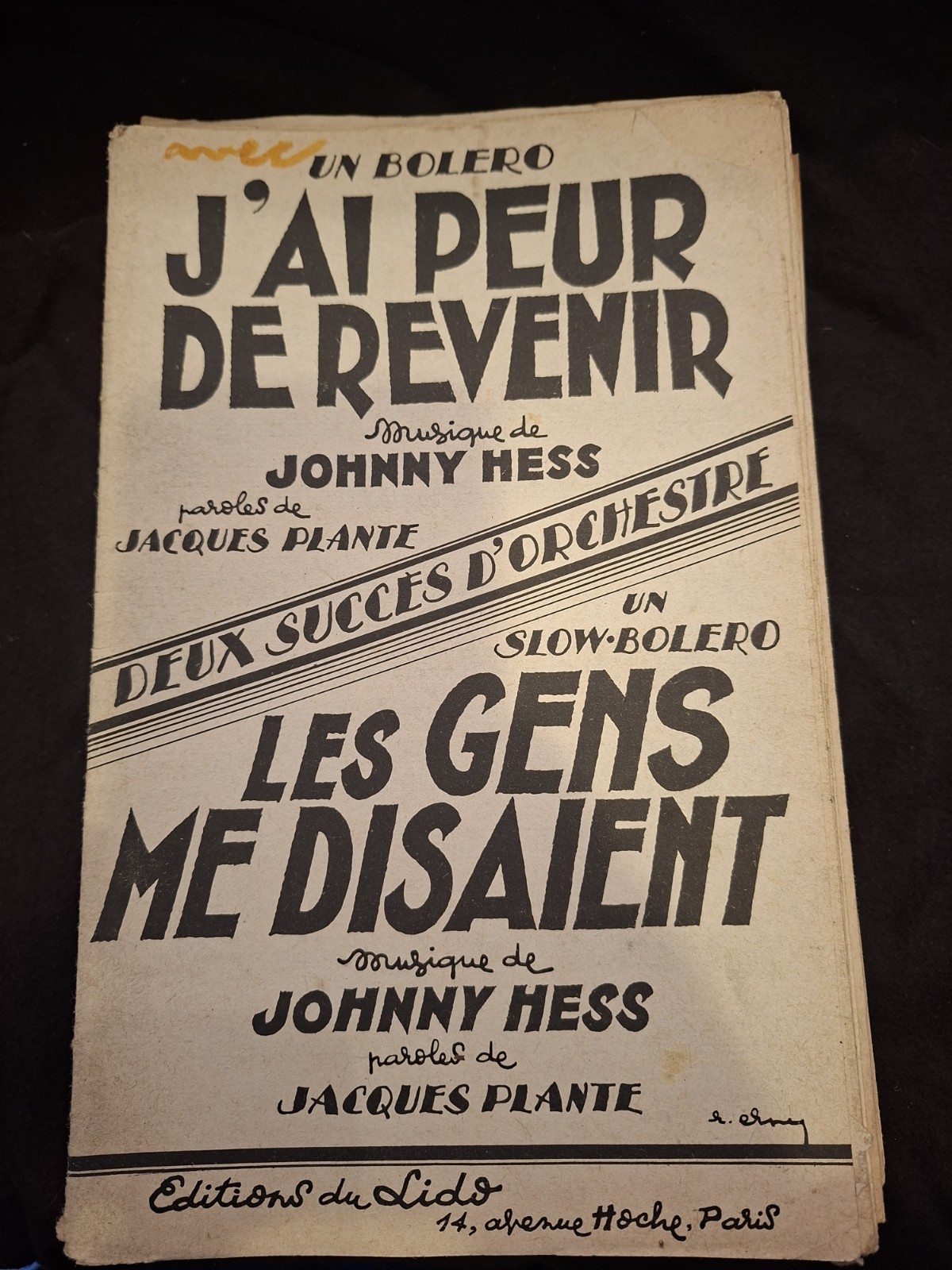 Partition J’Ai Fear Of Back People Me Disaient Hess Sheet Music