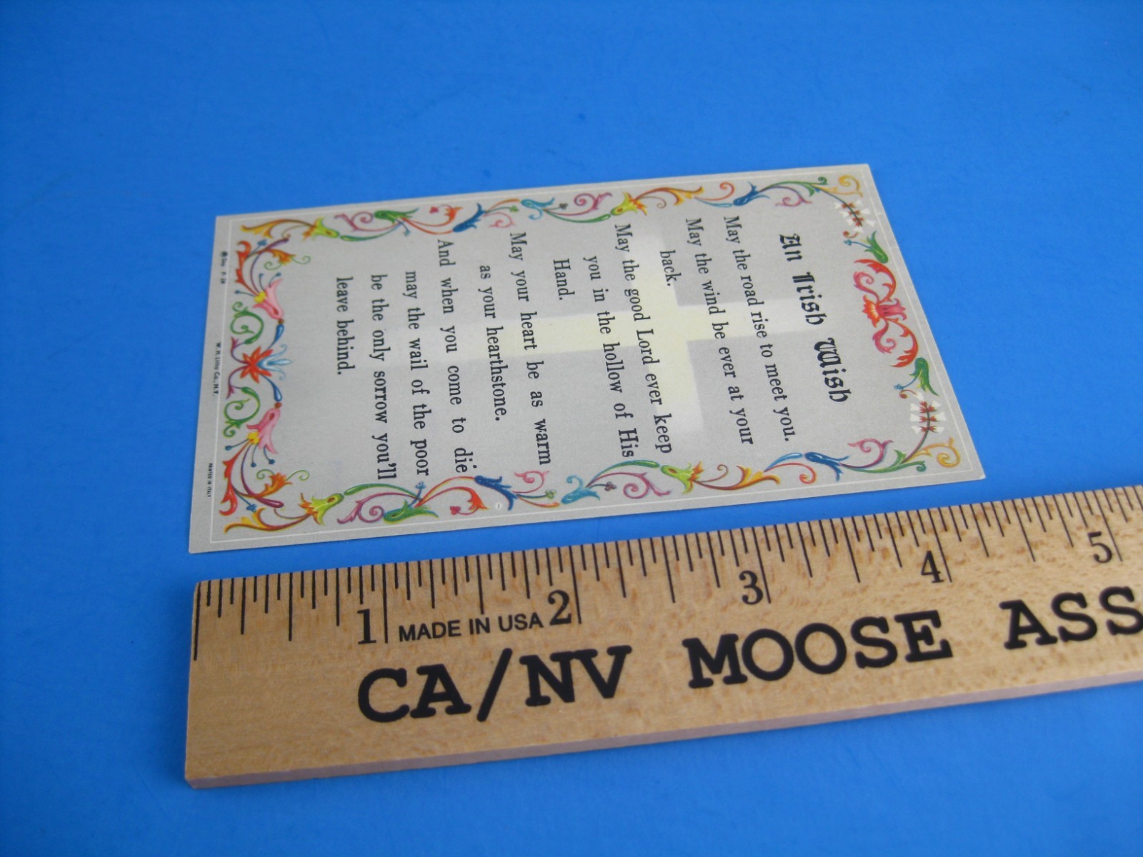 An Irish Wish Poem May The Road Rise Up To Meet You Vintage Prayer Card WH Litho