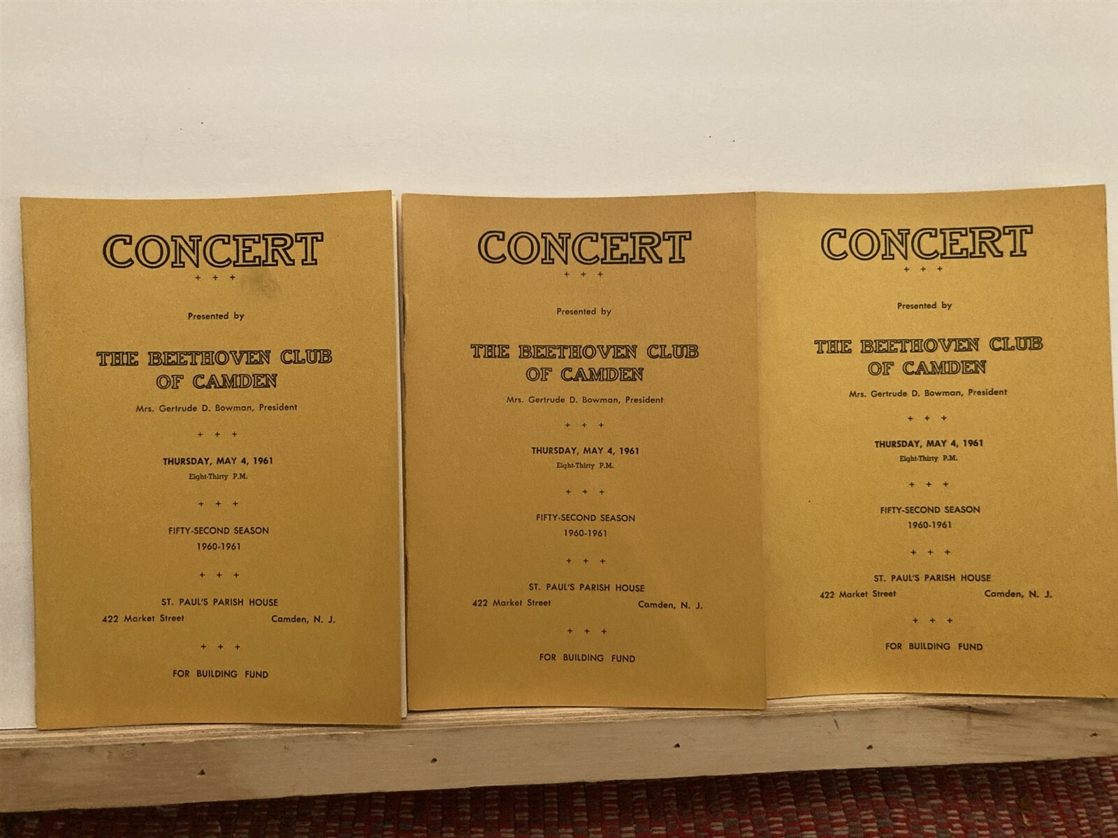 1961 May 4 Beethoven Club of Camden St. Paul’s Concert Program New Jersey NJ Vtg