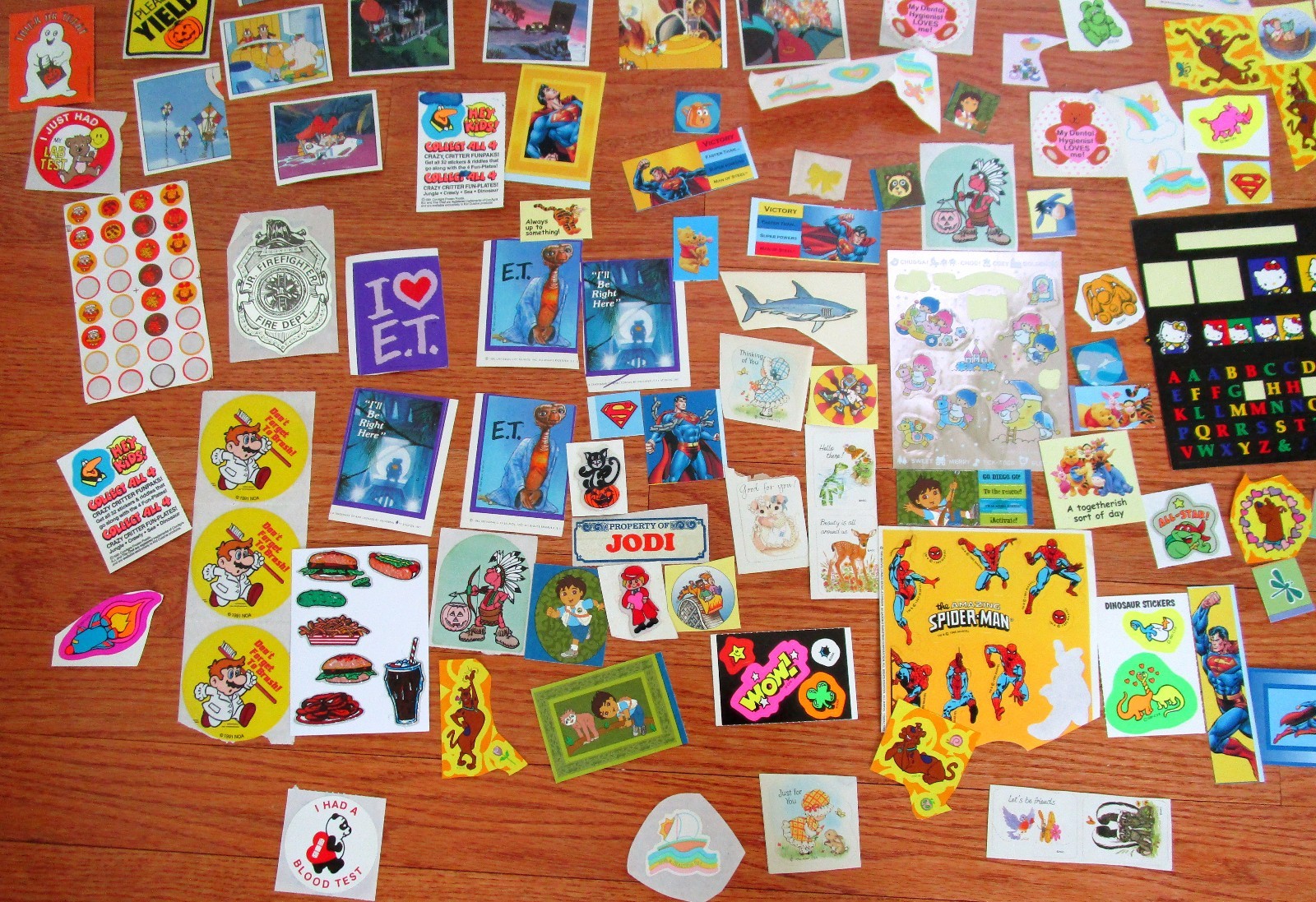 100’s Vtg 80s 90s LOT Stickers Hallmark Lisa Frank Star Wars ET Sanrio NKOTB