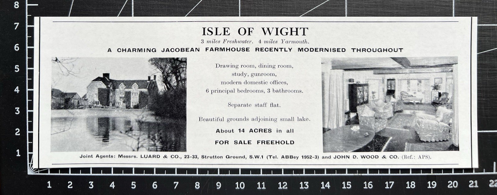 Jacobean Farmhouse nr Freshwater – Isle of Wight For Sale – 1965 Cutting 399