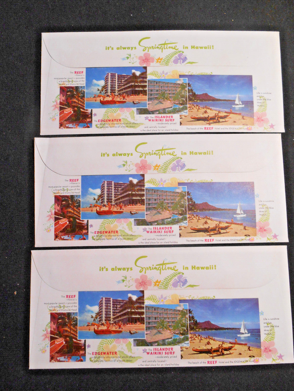Lot of 1950’s Waikiki Hotels Air Mail Envelope The Reef Hotel