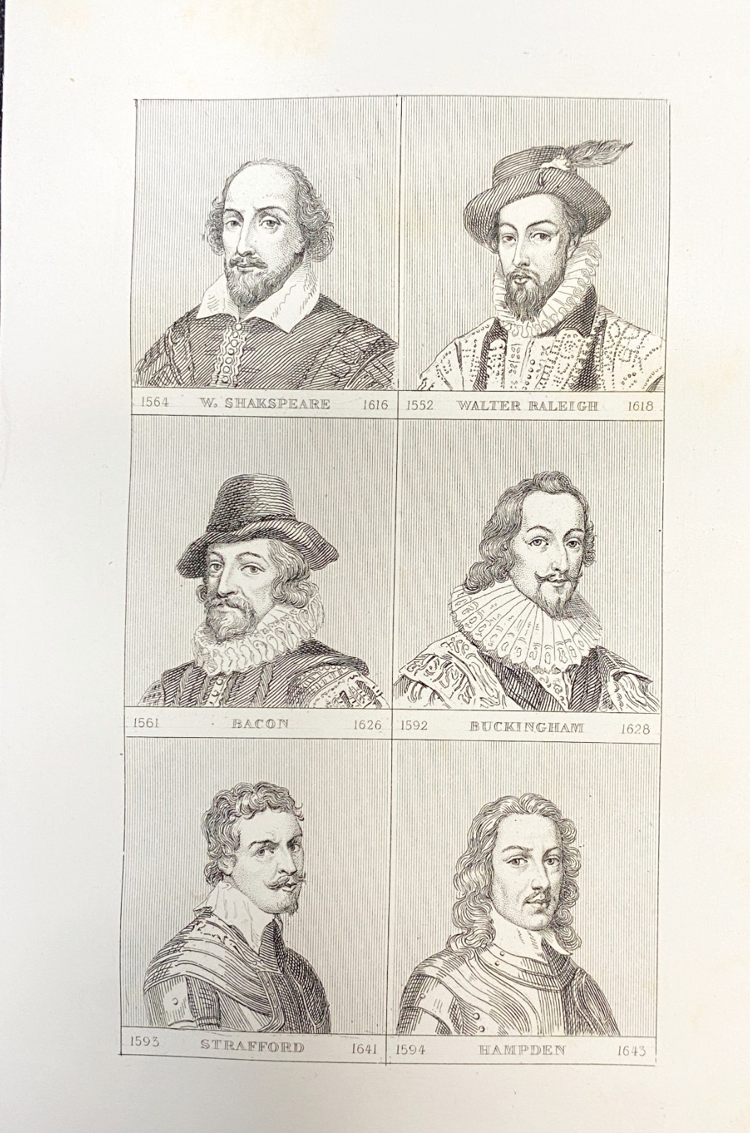 Engraving England “Charles I – II – Cromwell – James II – William III – Anne”