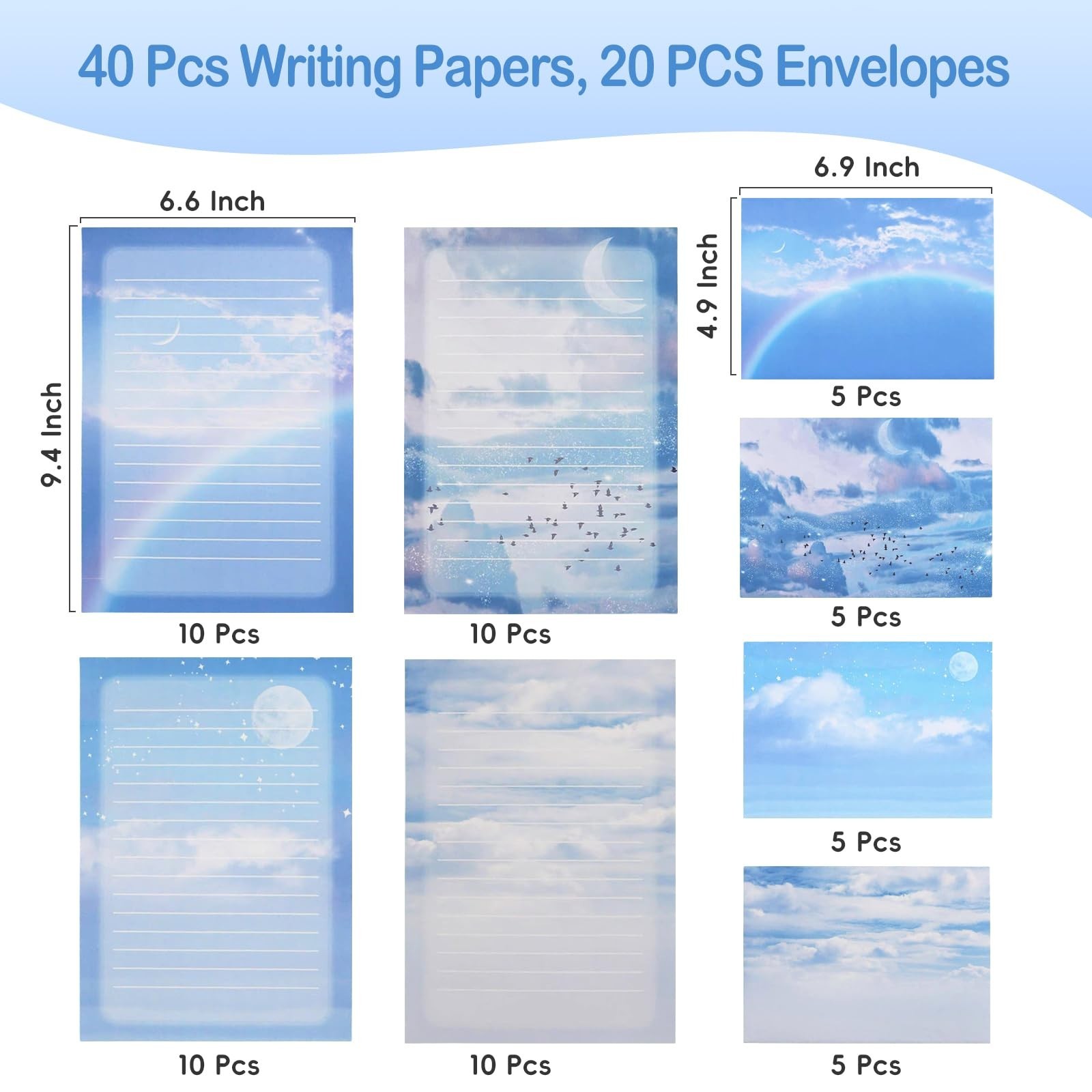 Stationery Paper and Envelope Set, 40 Lined Stationery Paper for Writing Lett…