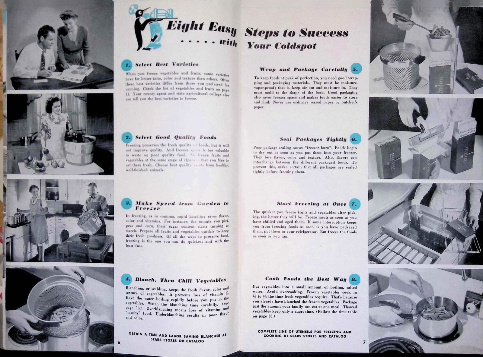 Coldspot Freezer Instruction Booklet 1950s Sears Roebuck Holiday Menu Guide