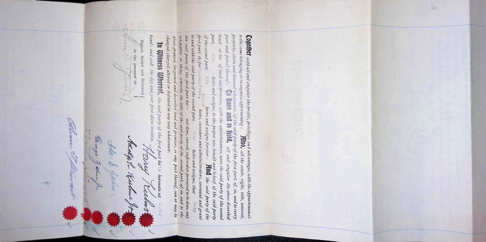 1800s Property Deed Docket Iron-Gall Ink Land Transfer Foxing Americana