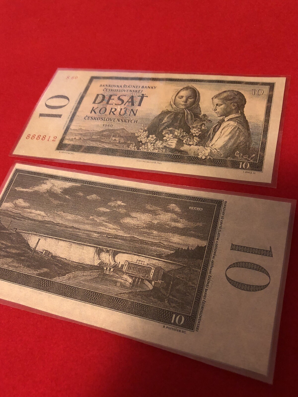 CZECHOSLOVAKIA / LAMMINATED HISTORICAL REPLICA SOUVENIR NOTE PRINT
