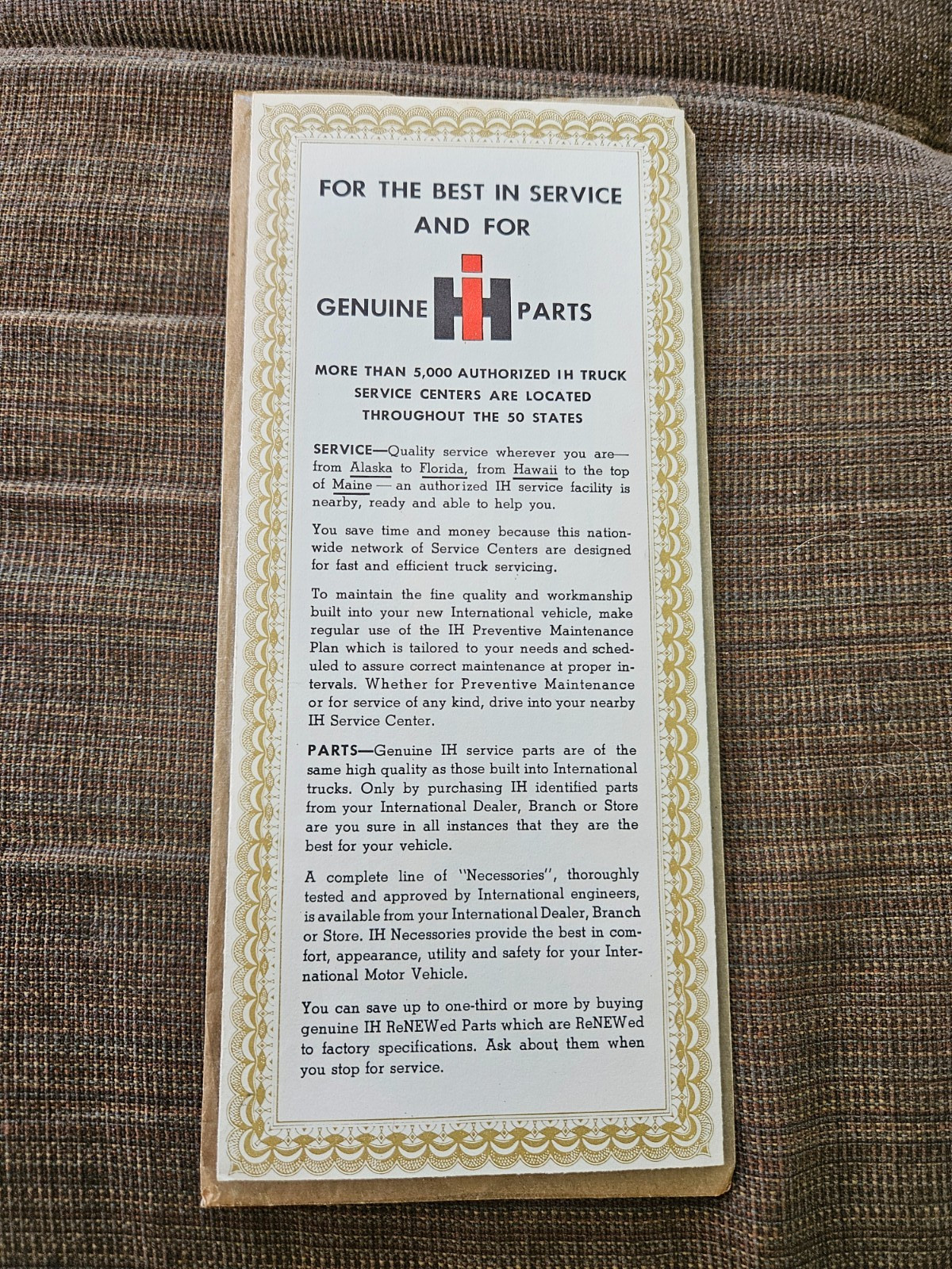 Rare find! 1950s? 1960s? BLANK International Harvester Owners Service Policy