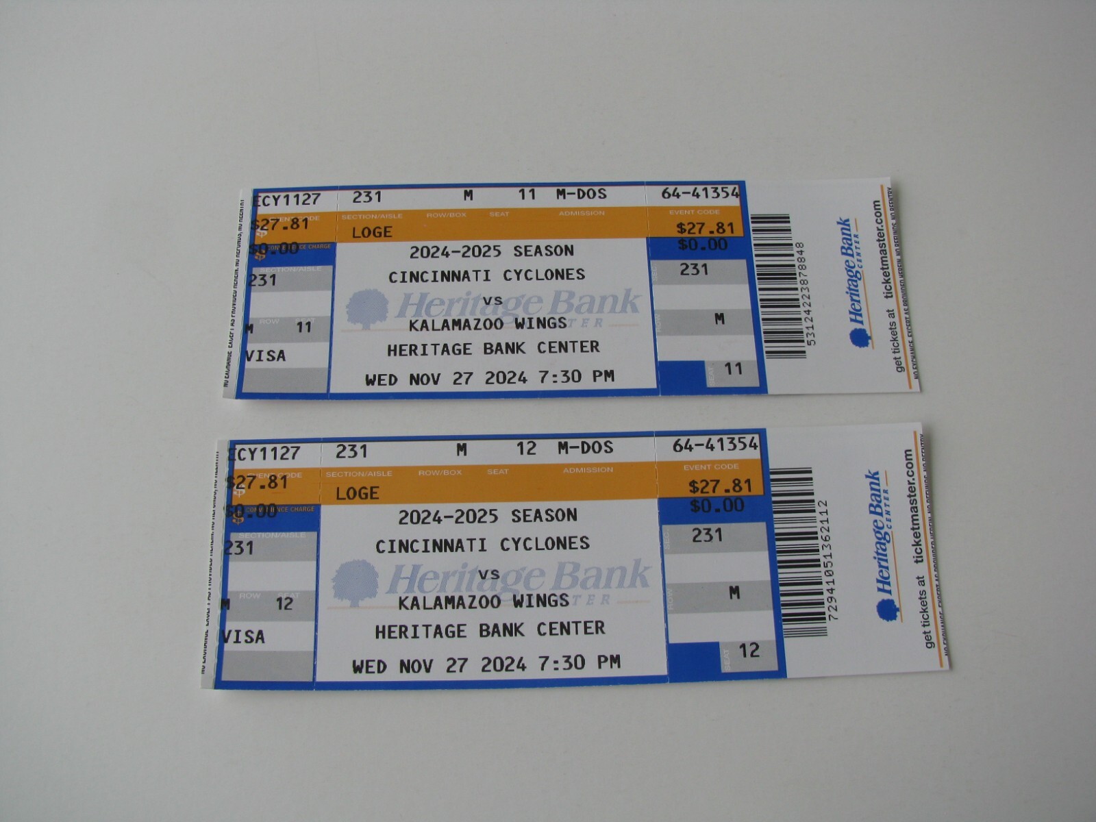 Nov 27 2024 Cincinnati Cyclones Kalamazoo Wings Minor League Hockey Ticket Stub