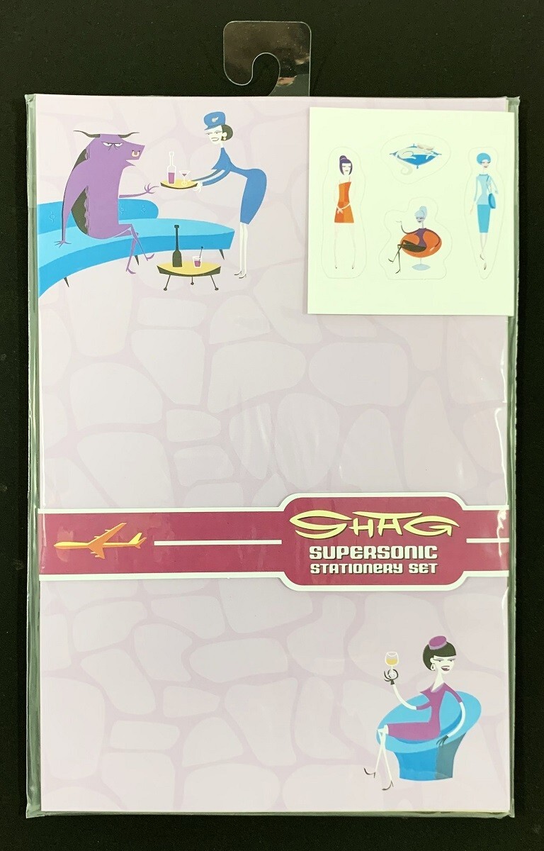 Shag Supersonic STATIONARY SET 8 Letters 6 Envelopes With Stickers 2002 Print