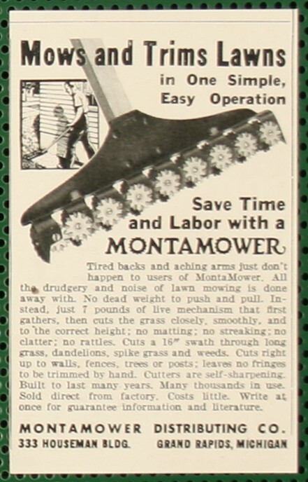 Montamower Push Mower Trim Lawn Grass Vintage Print Ad March 1941