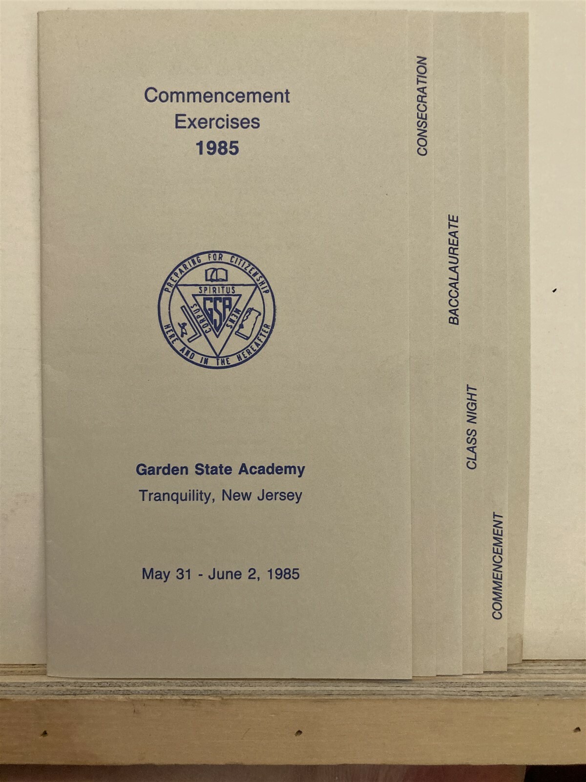 1985 Commencement Graduation Programs Garden State Academy School Tranquility NJ