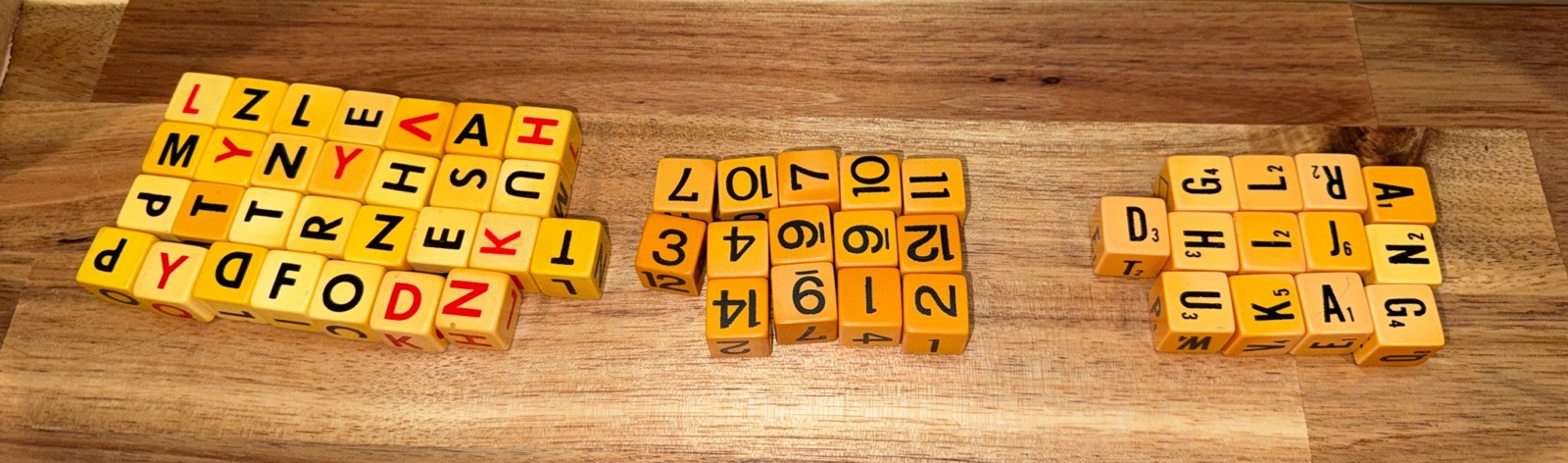 56 Bakelite Butterscotch Cribbage Scrabble & Boggle 5/8″ Dice Lot of 56 Vintage