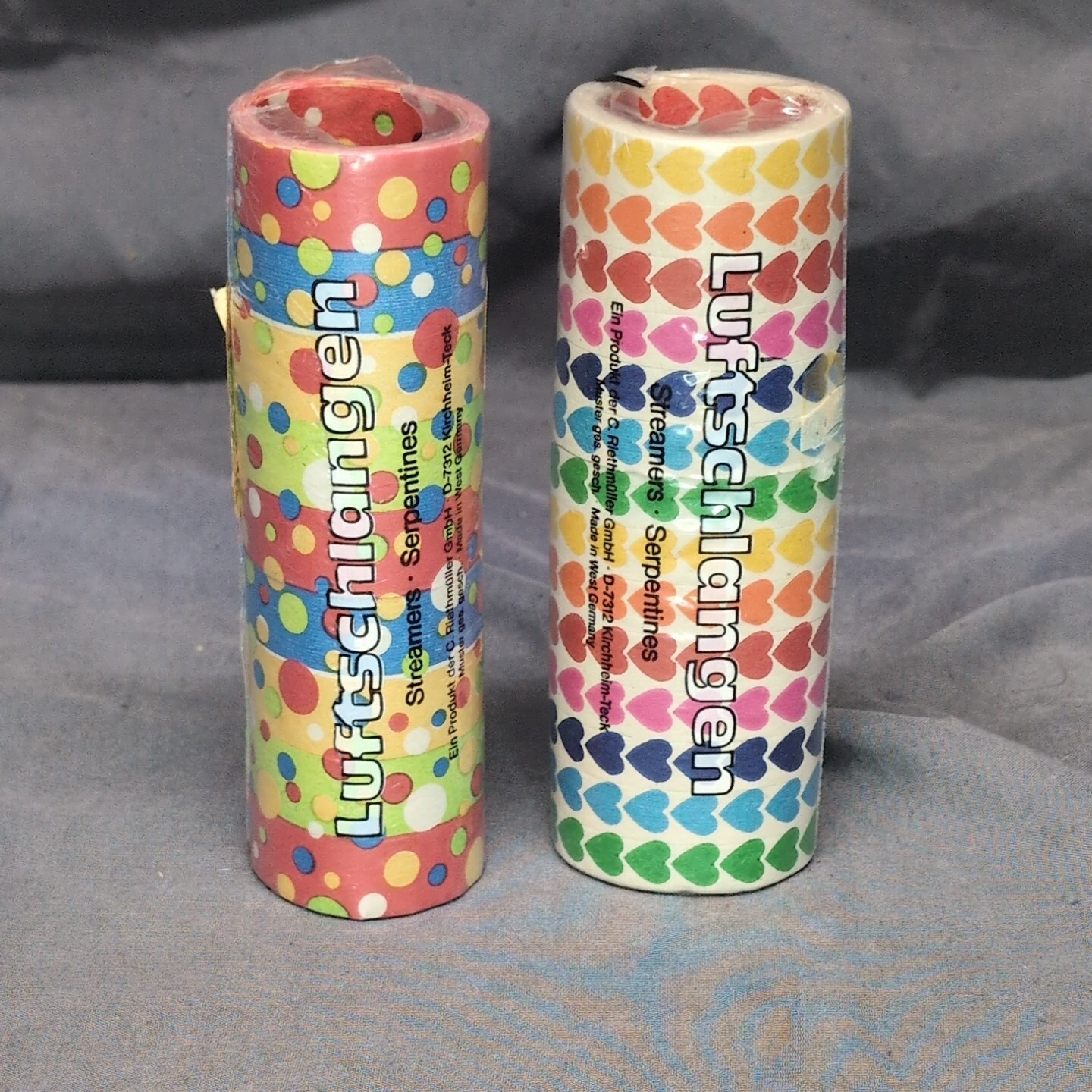 Rainbow Hearts Primary Bubbles Party Serpentines Streamers Paper Art Co Vintage